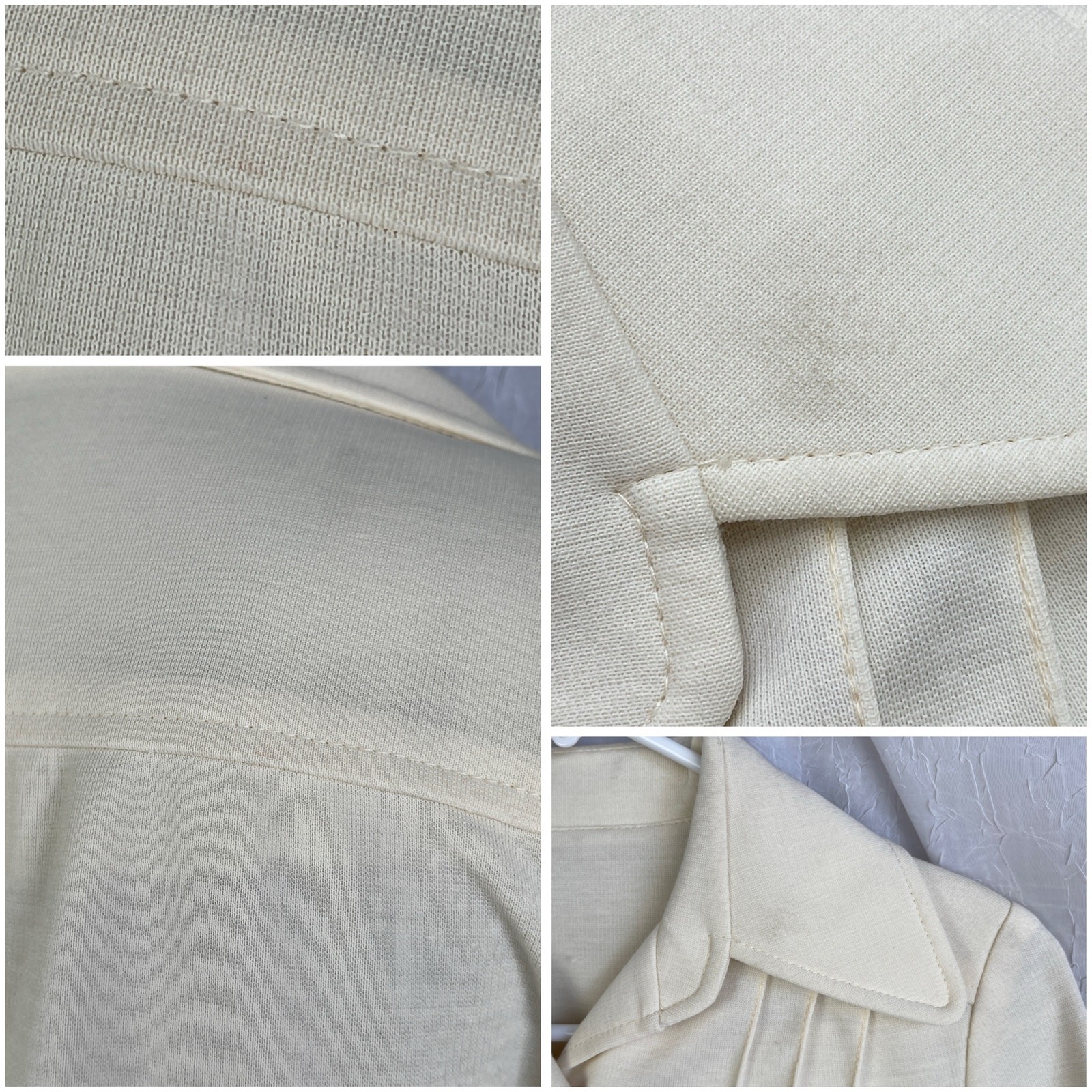 VTG 70’s Cream Blazer Jacket & High Waist Wide Leg Pants Suit Set Retro Size XS