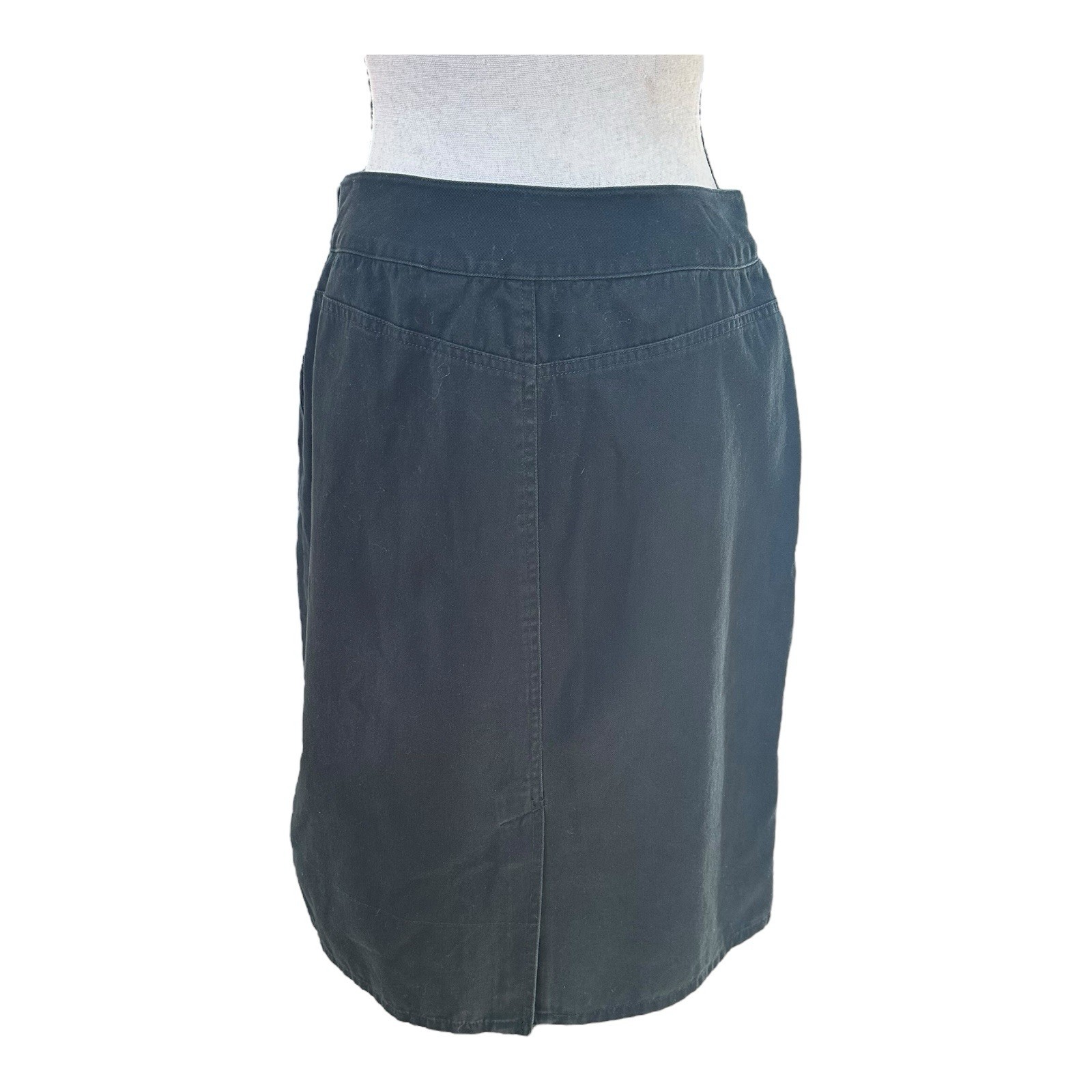 Vtg Marsh Landing Black Cotton A-Line Skirt Made in Hong Kong Sz 6 80s 90s