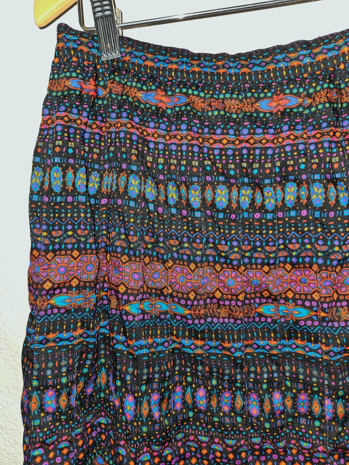 Vintage Charles Jourdan Pleated Geometric Jewel Tone Skirt France 40 US 8 Midi
