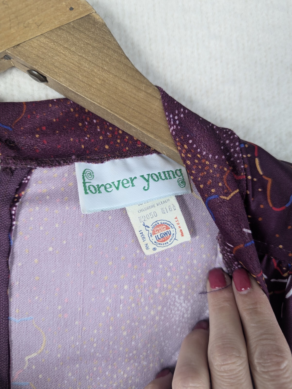 Forever Young Vintage Dress Union Made Size 16 Fall Fashion True Vintage