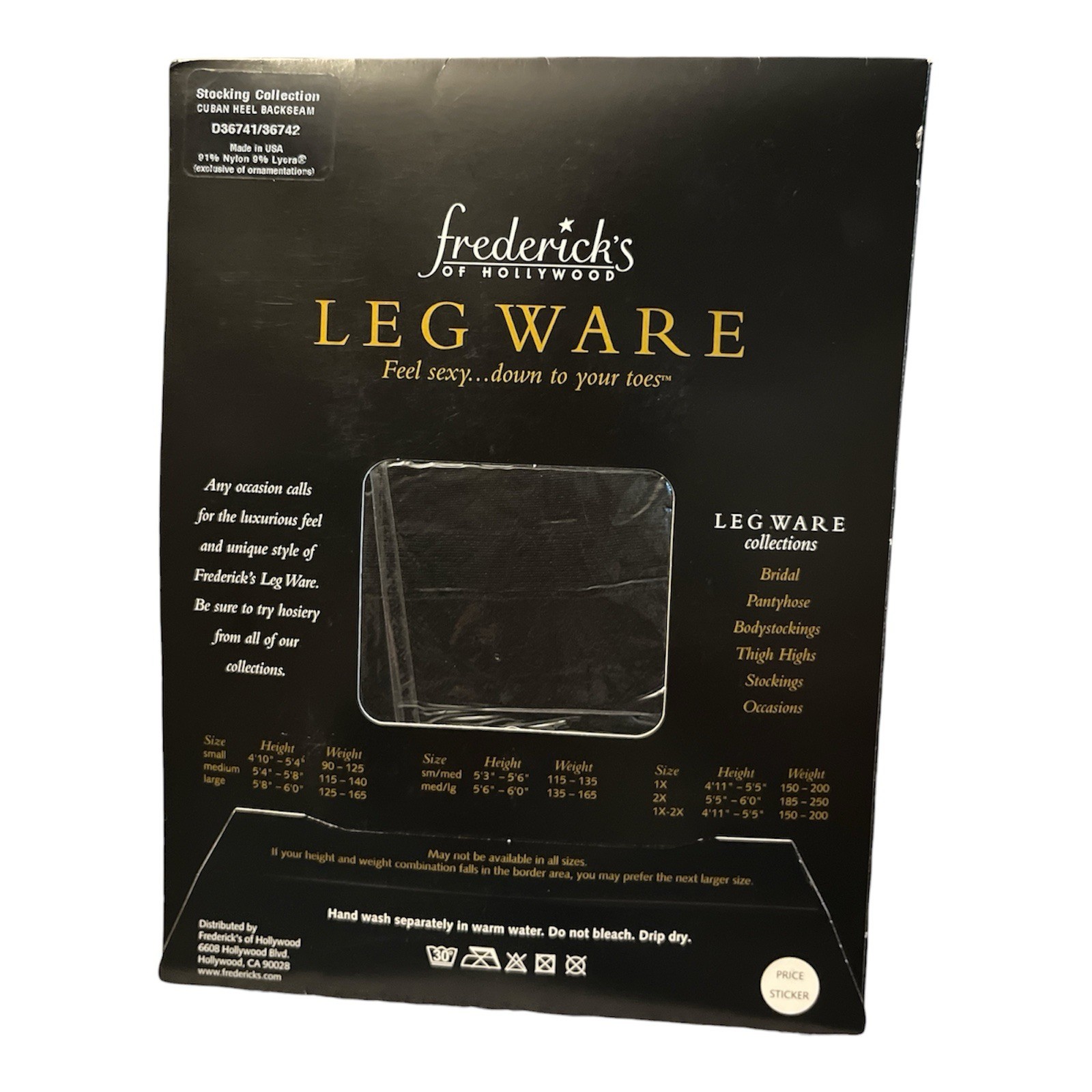 Vintage Frederick’s Of Hollywood Black Stockings W/ Backseam Size Small T8-19