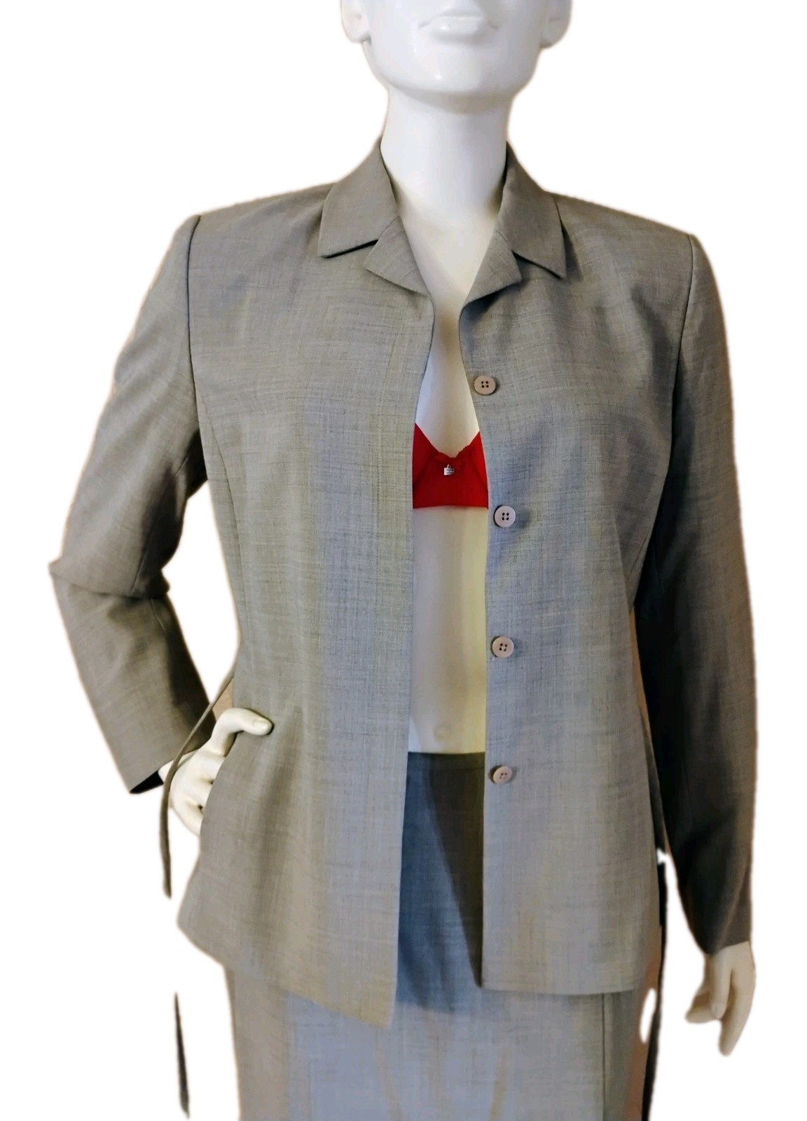VTG 1990’s „Brooks Brothers” Slate Grey 100% Wool Skirt Suit 4-6