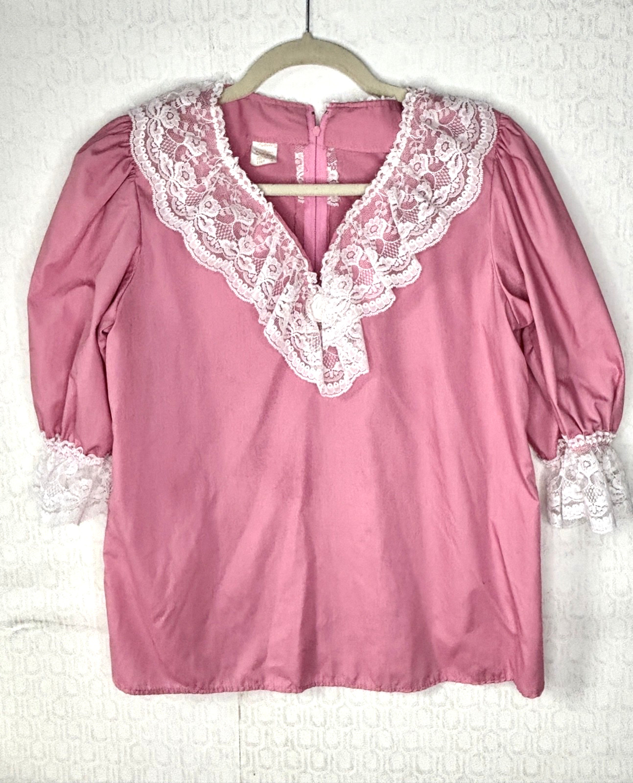 VTG PARTNER PLEASE 2PC SQUARE DANCING SET MAUVE PINK&WHITE LACE TOP SKIRT*S