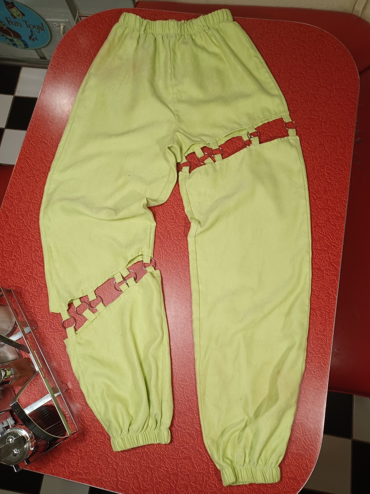 True VTG 1980s 1990s Y2K EDM Funky RAVE Mumwe Joggers Pants Cutout Spice Girls S
