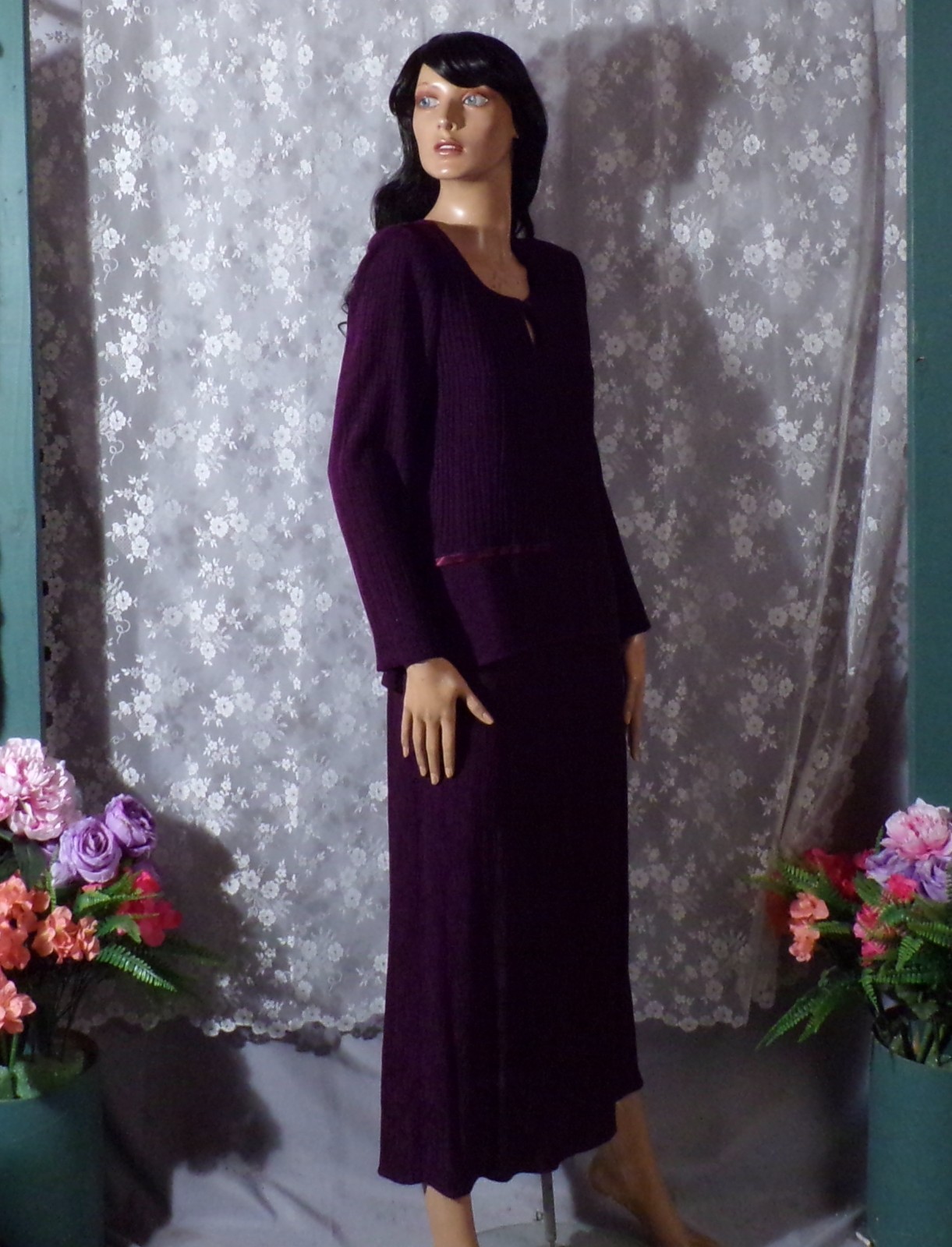 Vintage 90s Purple Dress Size Medium 10P 1990s Retro Dark Whimsigoth Grunge Maxi