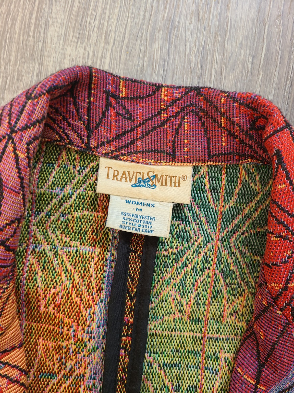 VTG Travel Smith Women M Long Tapestry Jacket Button Floral Hippie Boho Western