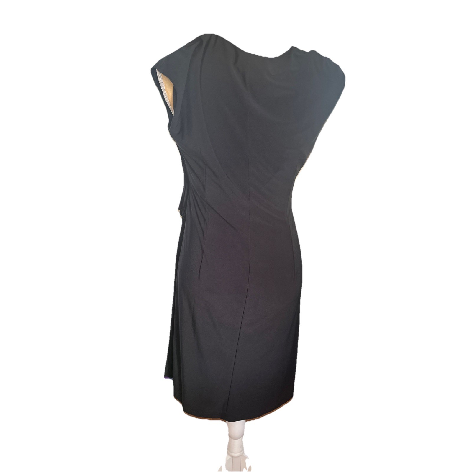 American Living Eveningware Dress Black With Pearl Pin Vintage Size 14 Flowey