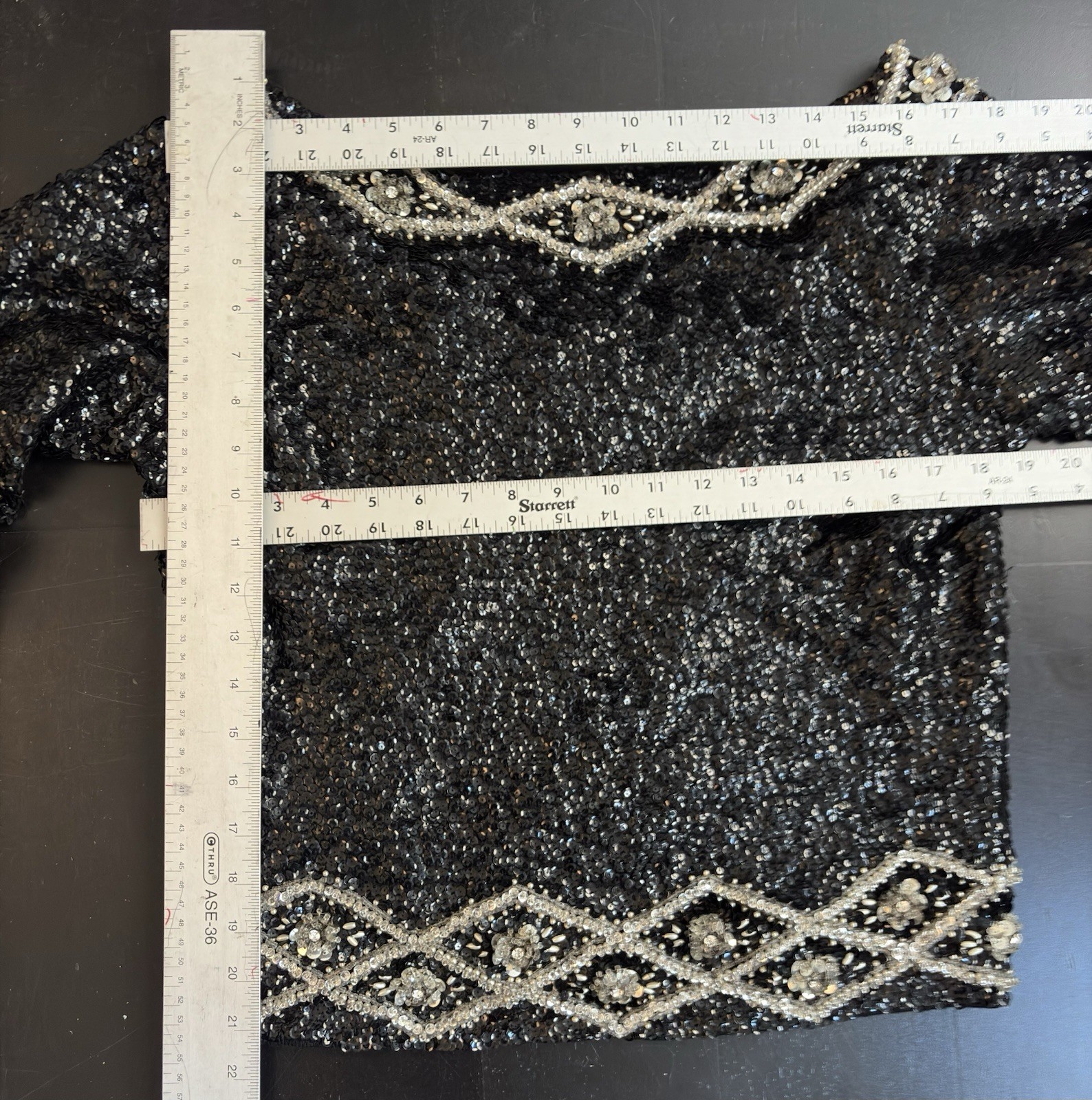 Vintage 60s Black Sequin Sweater -Rare Find Size Medium Made In Hong