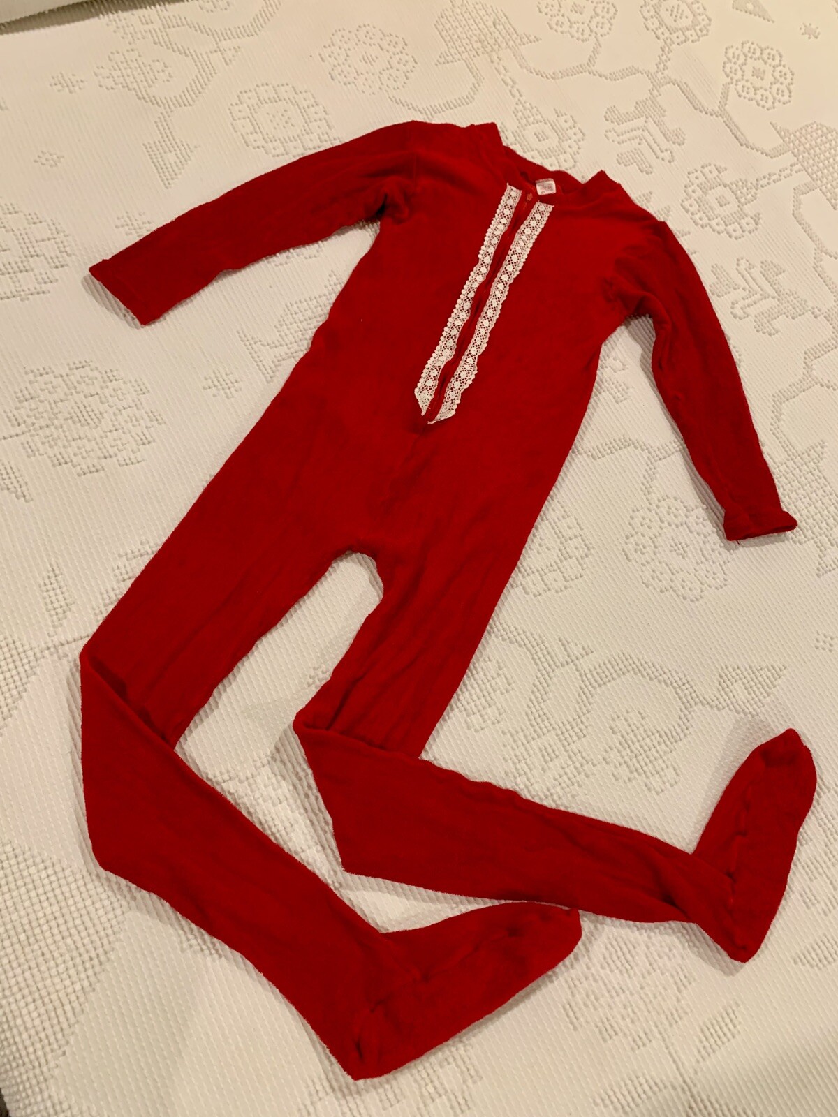 VTG Sears Women’s S 32/34 Red Zip Up Sexy 1 Piece Loungewear Stretch Terry Knit