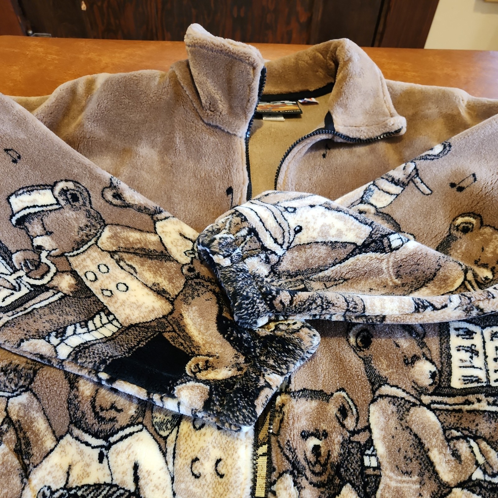 VTG Teddy Bears Cobblestone Canyon Fleece L Women’s Full Zip Jacket Made In USA