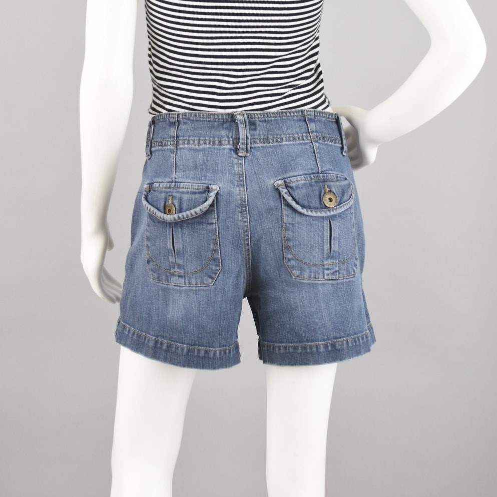 Y2K Faded Glory Utility Jean Shorts, Women’s Size 10, 32″ Waist