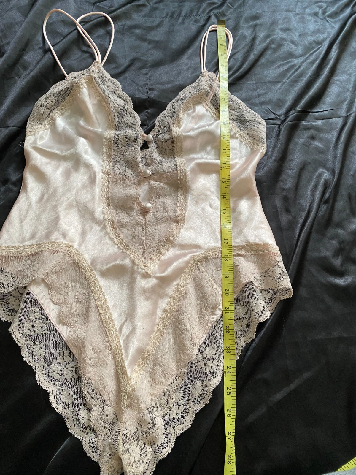 Vintage 1980s Pink Lace Teddy Bodysuit Romantic Sexy Medium Coquette High Cut