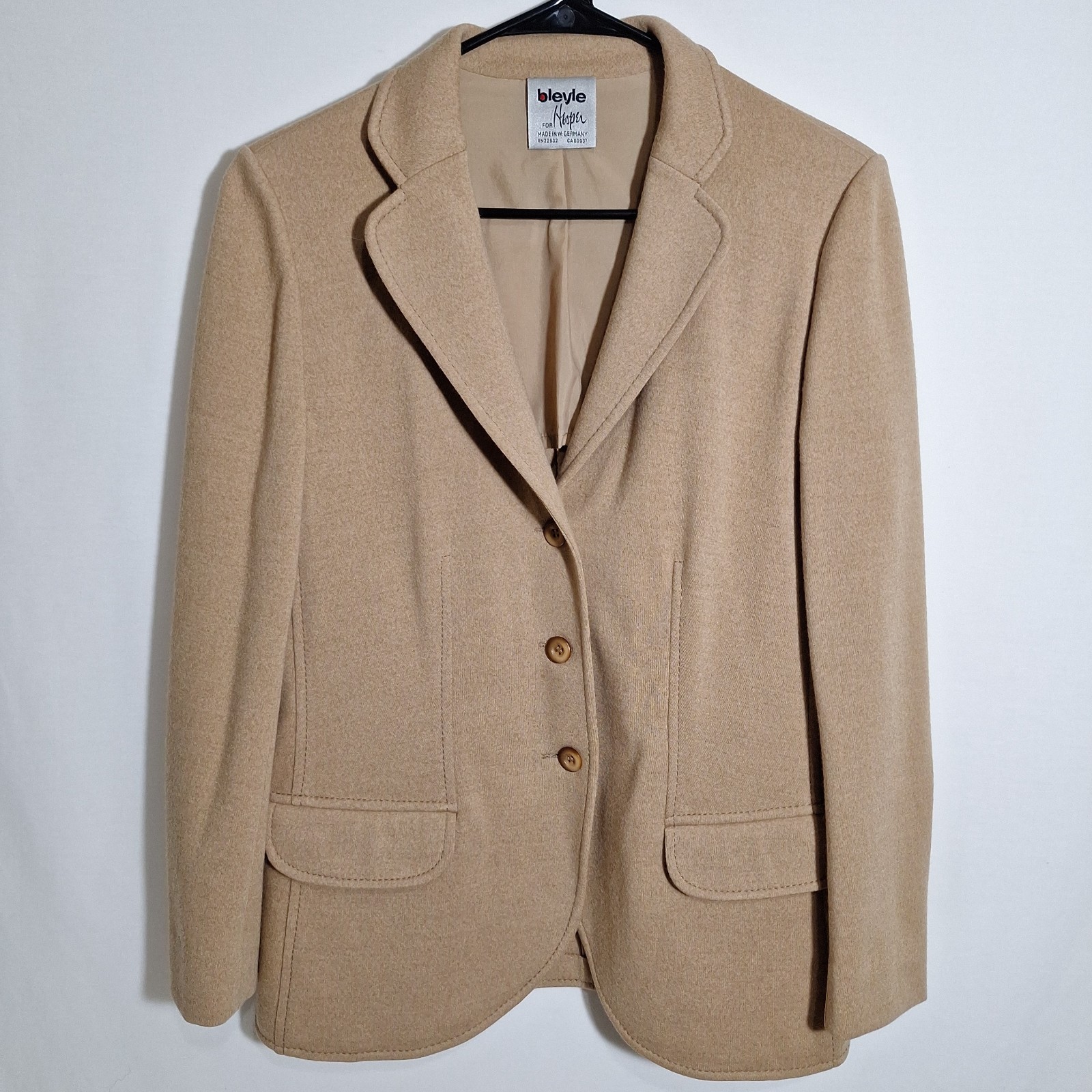 Vintage Bleyle Hooper Camel Wool Pantsuit Set Womens 12 Large Made W Germany 70s