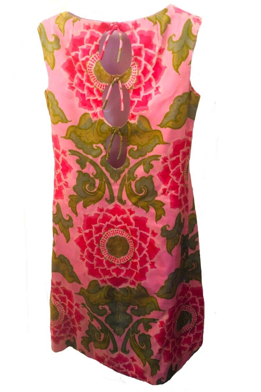H. Shibuya Couture Yokohama VTG Japanese Silk Floral Sleeveless shift dress M