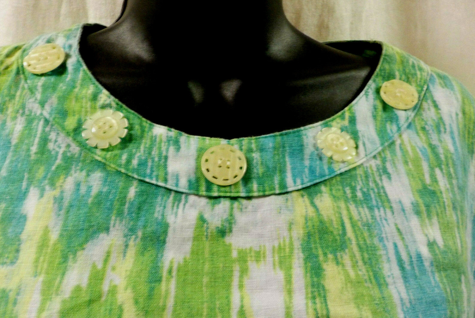 Vintage 1980’s Choices Blouse Size S Multi Color 100% Linen 3/4 Sleeves Classic