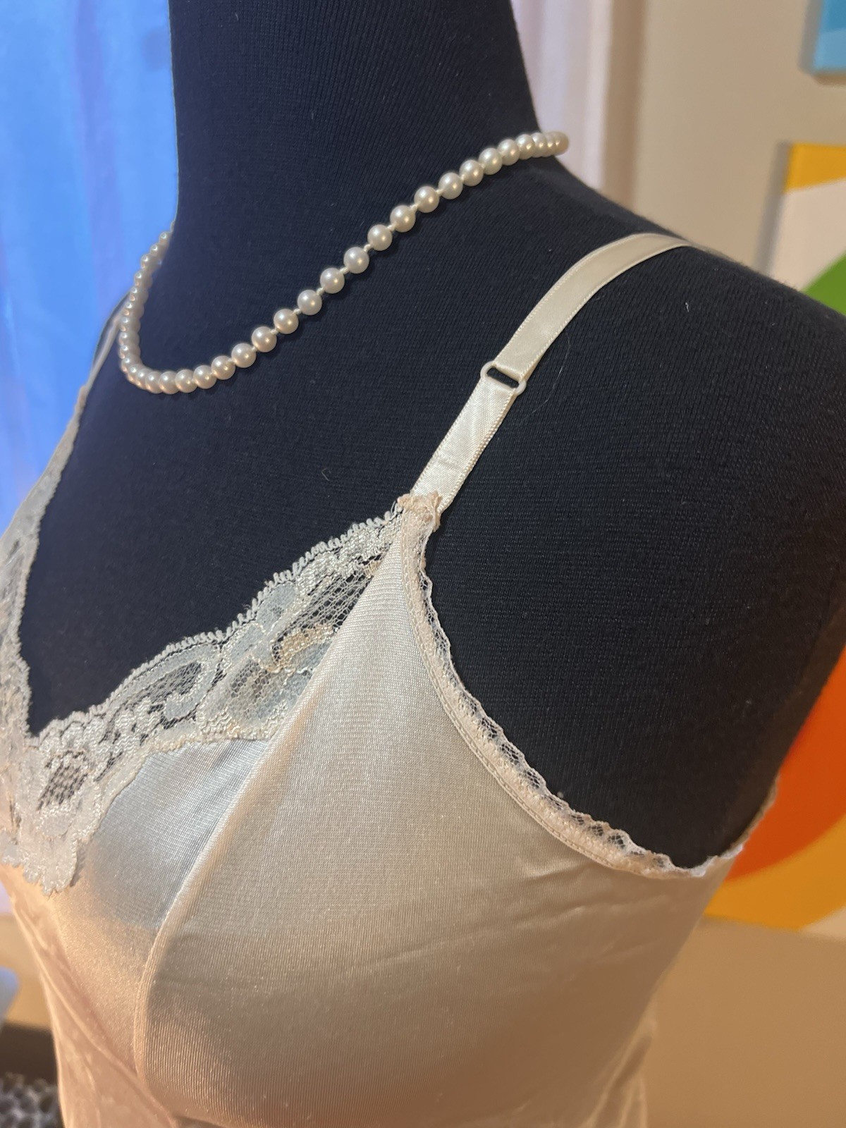 Vintage Camisole Slip Nude Champagne Silky Nylon 36 Medium