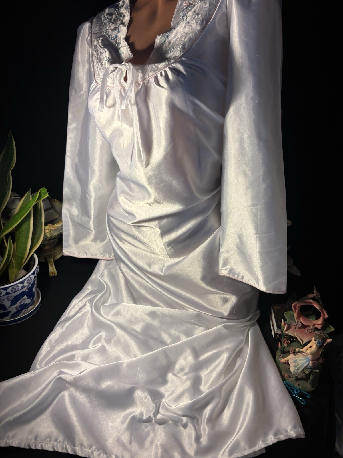 Vtg Satin Shiny White Gown Long Nightgown Vtg Sexy Anastasia Nightgown Long Gown