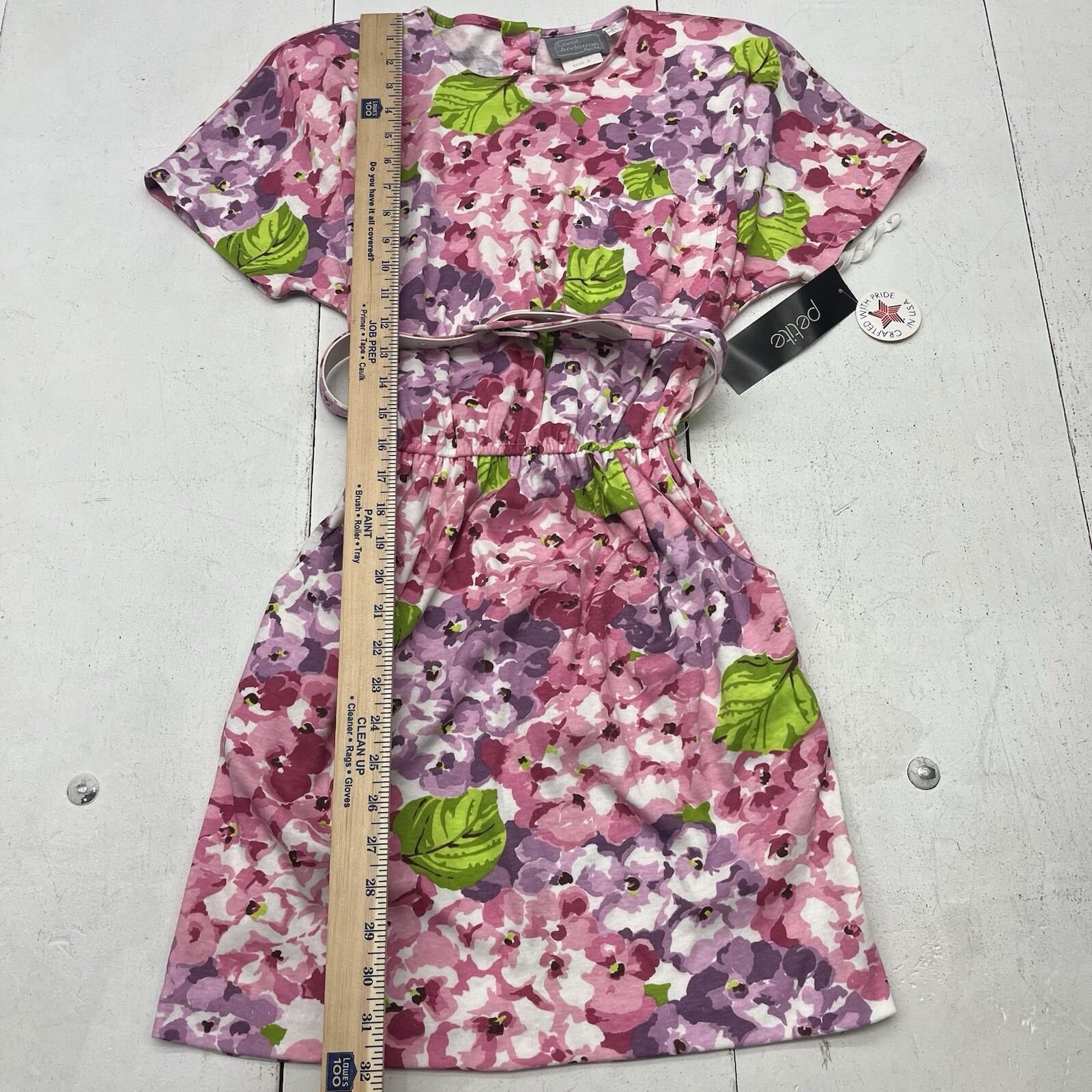 Vintage 80s 90s Carol Anderson Pink Purple Floral Dress With Belt Women’s Size 6
