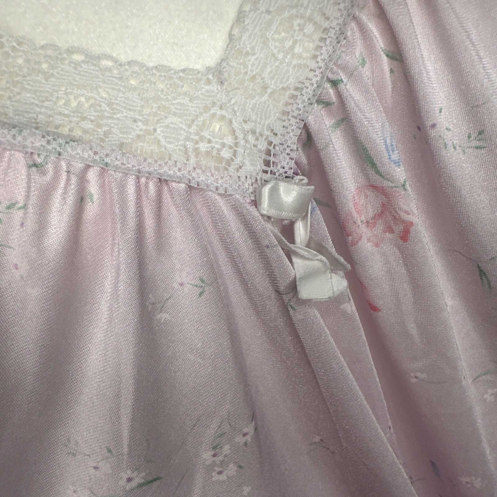 Vtg Floral Nylon Nightgown Sissy Plus 26W USA Miss Diva Pink