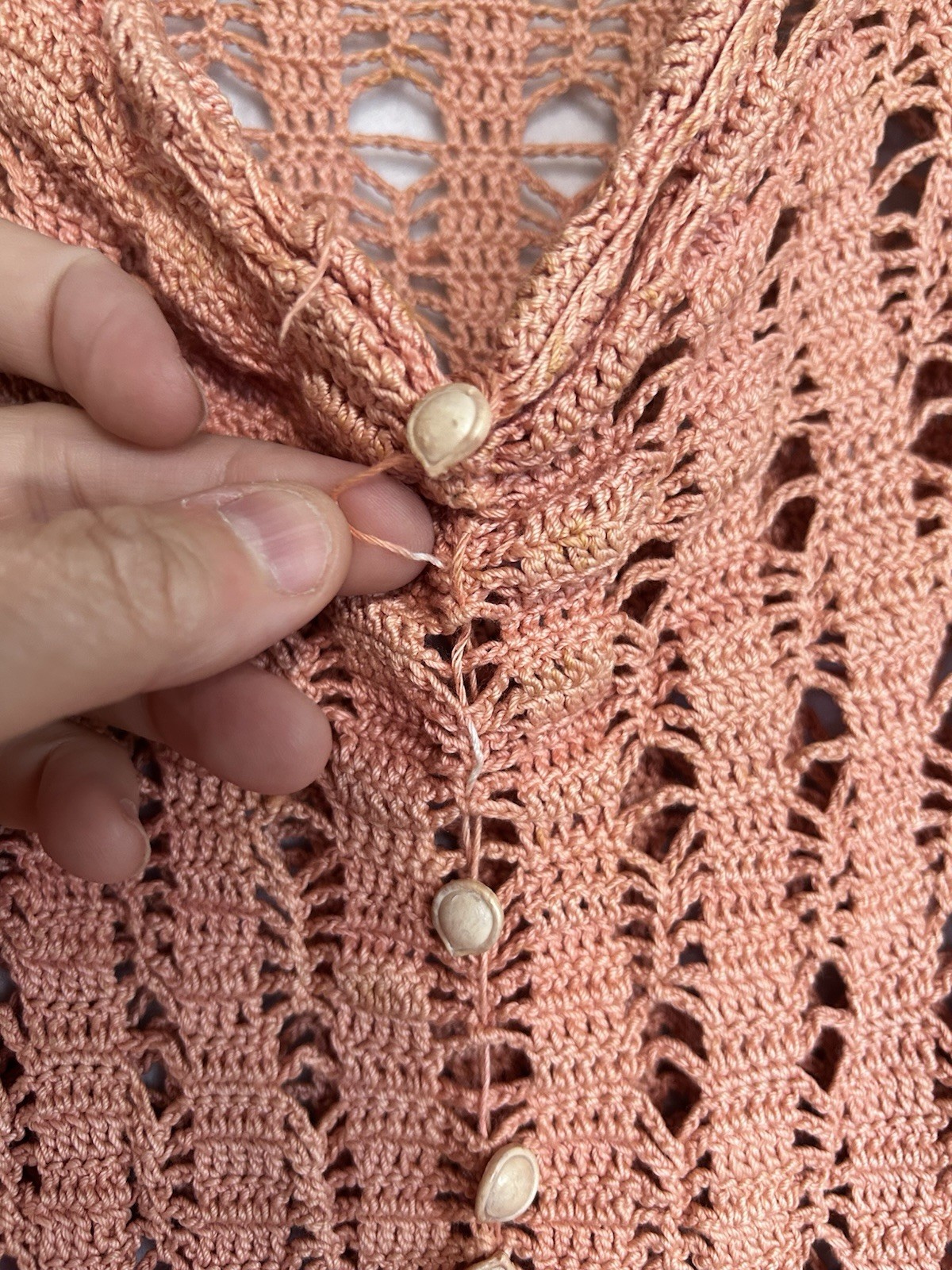 Vintage 1930s 40s Pink Crochet Dress Midi Stretch Art Deco Knit Flapper Sz M