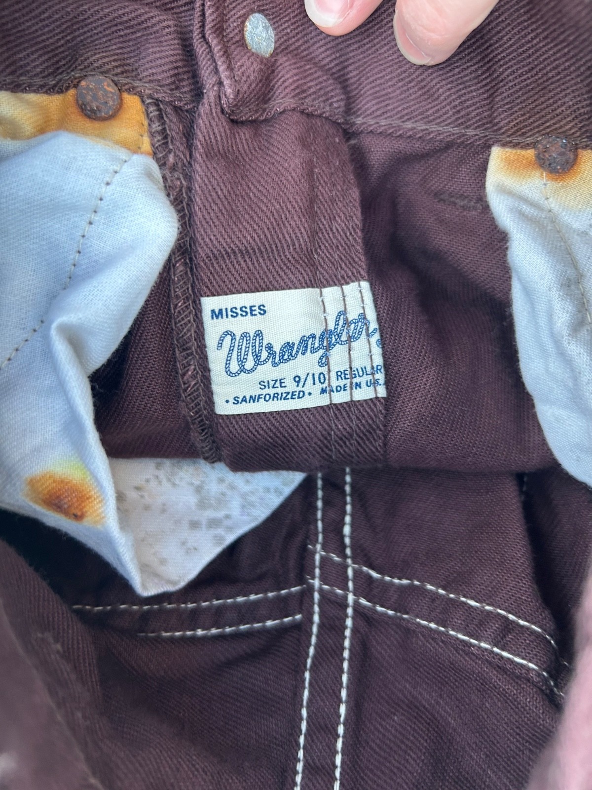 Vintage 60s/70s Wrangler Sanforized Misses Size 9/10 Regular USA Jeans 20×27
