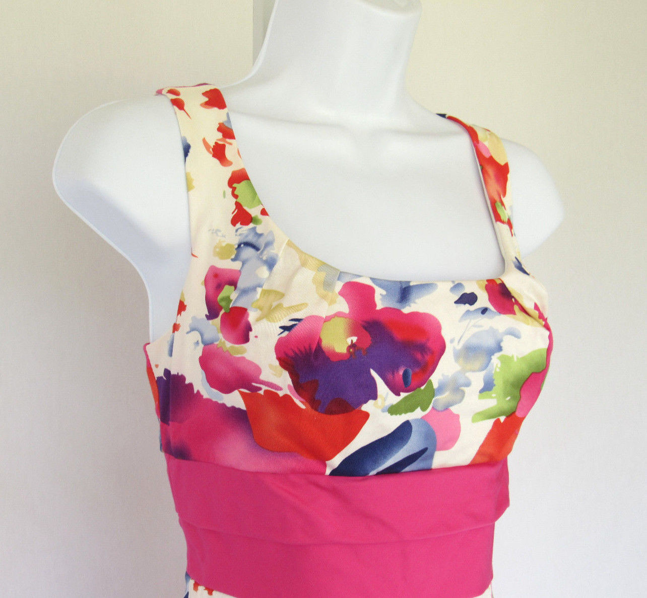 VINTAGE 1990s ALYN PAIGE FLORAL DRESS SIZE 7/8 COTTON SPANDEX LINED BUST
