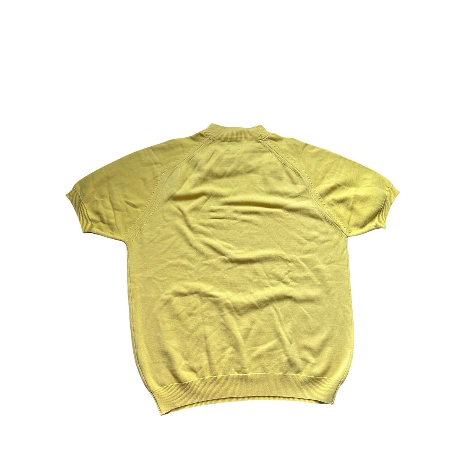 VTG 60s Yellow Thane Ban-Lon Knit Mock Neck Sweater Bullock’s Wilshire Medium