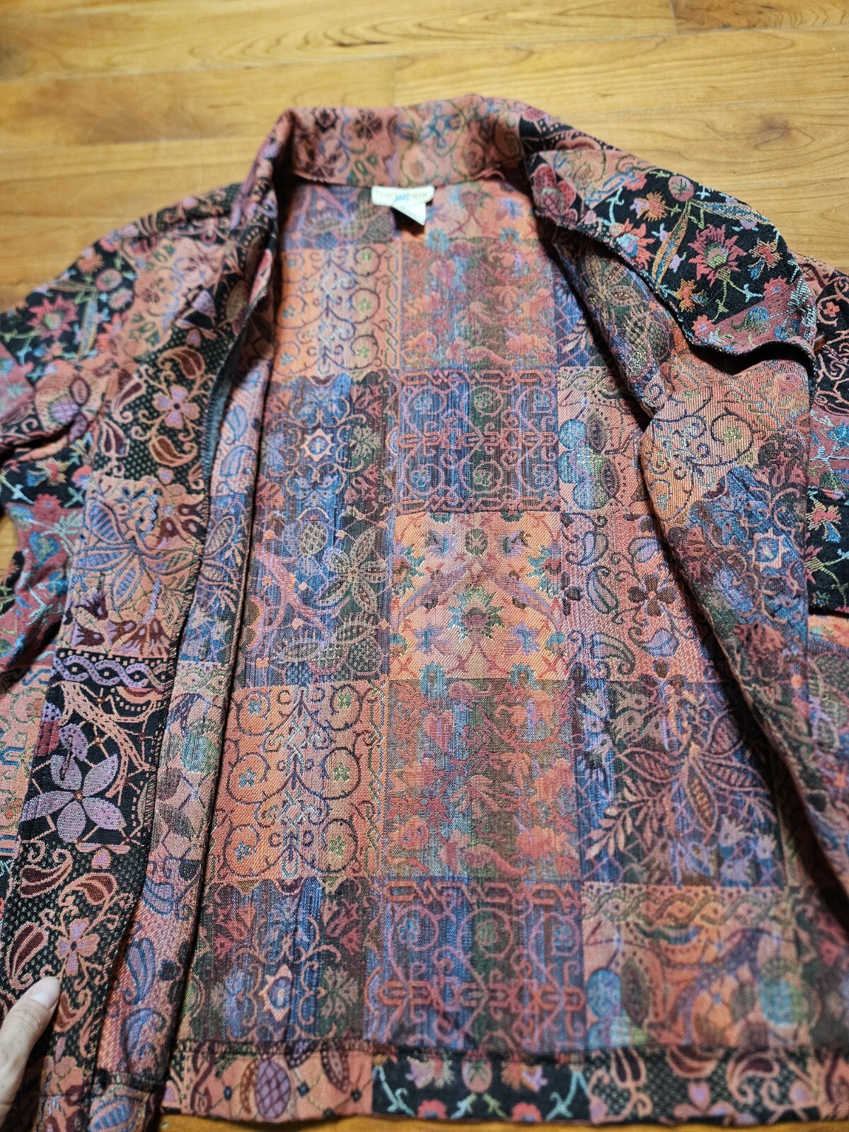 TravelSmith Sz Large Vintage Womens Multicolor Tapestry Jacket Boho Floral