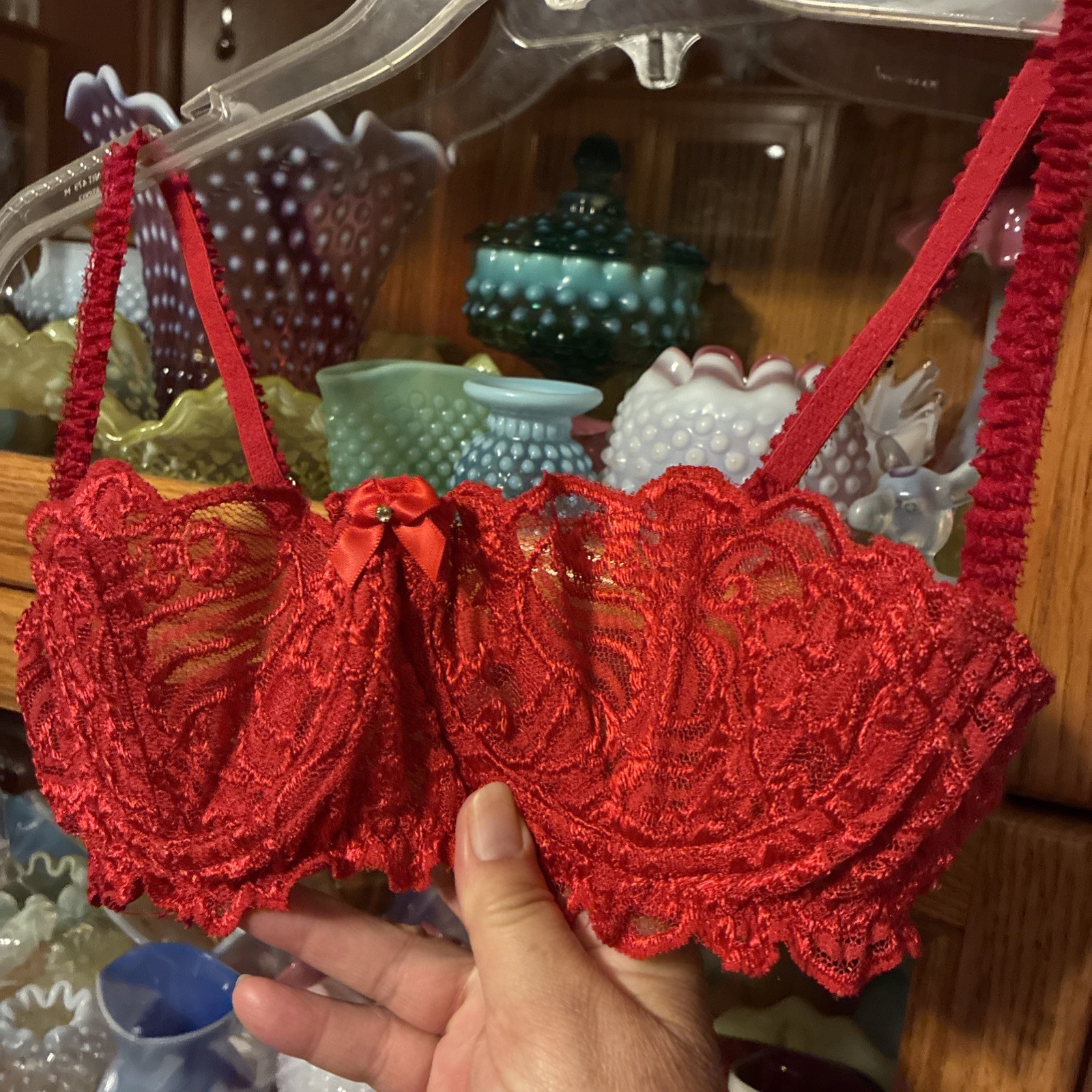 Shirley of Hollywood Vintage Y2K Red Lace Underwire Bra Style 324 Size 36 Sexy