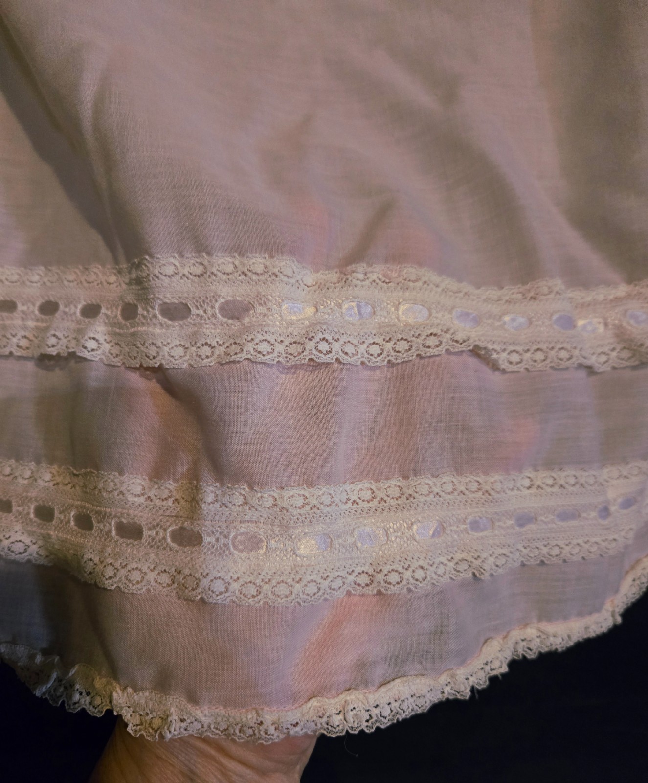 VTG Western Maid Pajama Set Baby Doll Pink Size Medium Lace Ribbon Soft Coquette