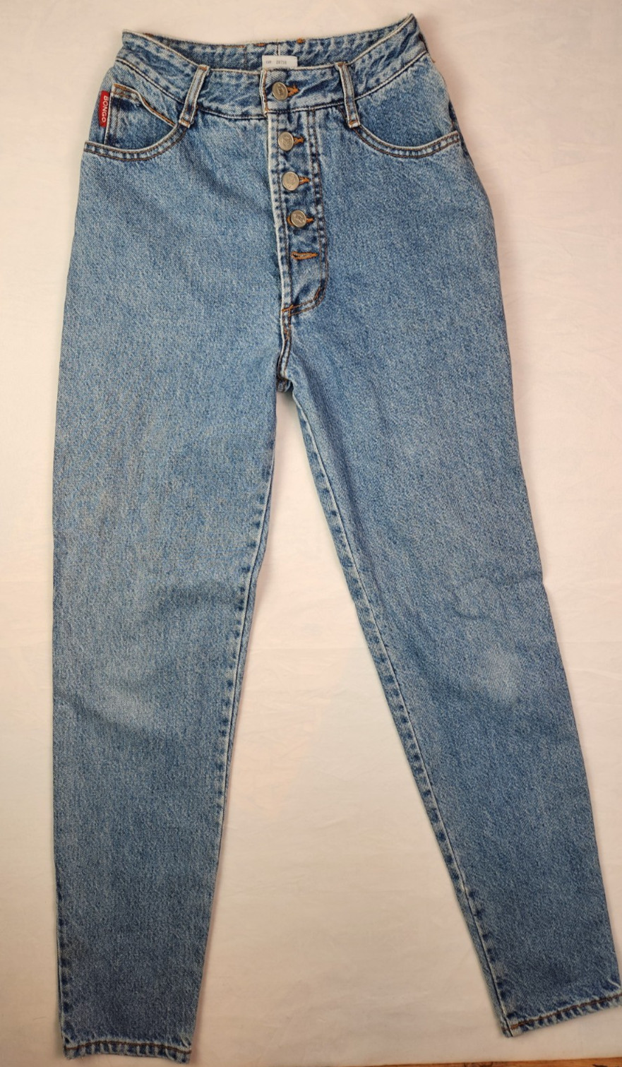 Vintage Bongo Jeans Exposed Button Fly Acid Wash Stone Wash sz5 23 Inch Waist