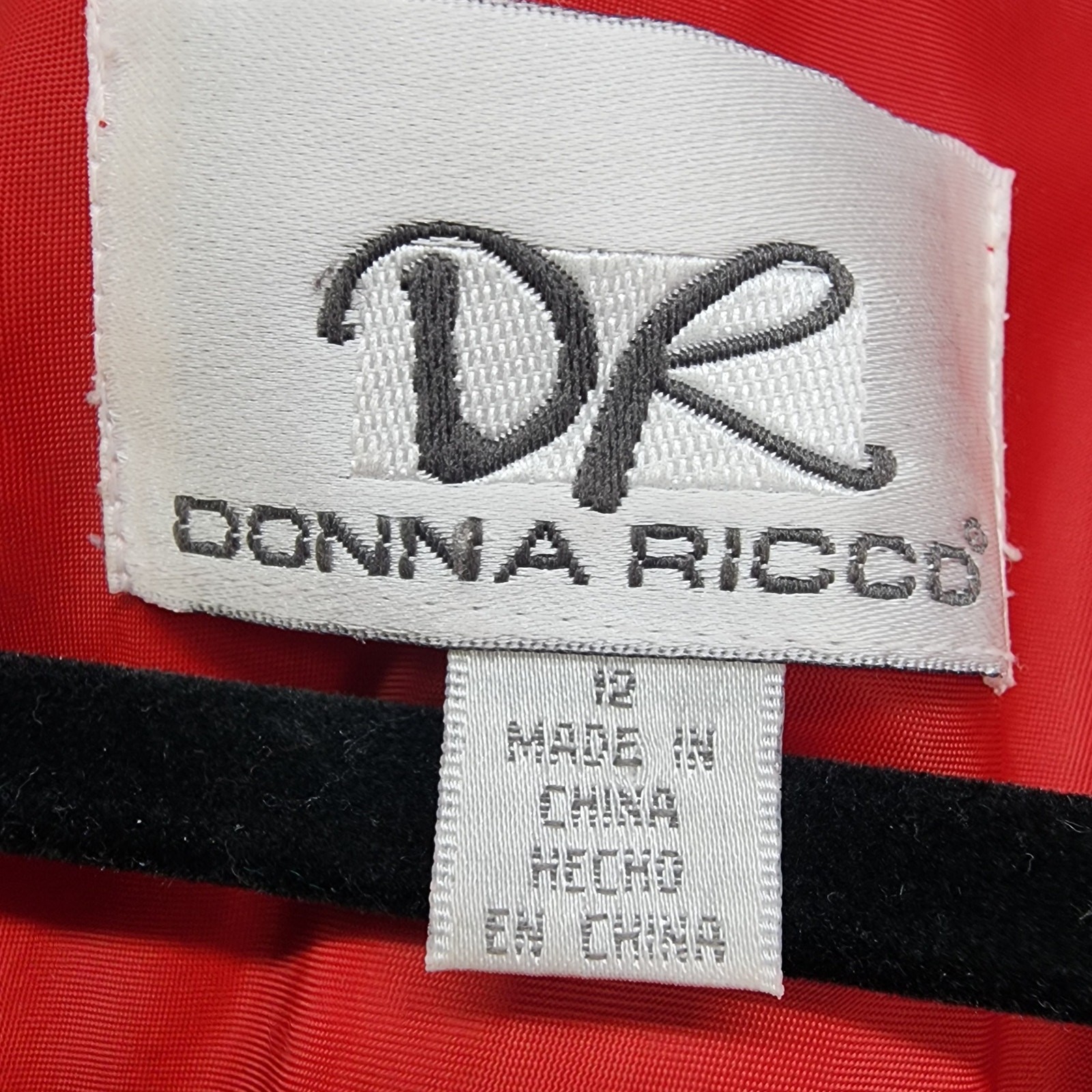 Vintage Donna Ricco Dress Womens 12 Red White Floral Short Sleeve Layered Midi