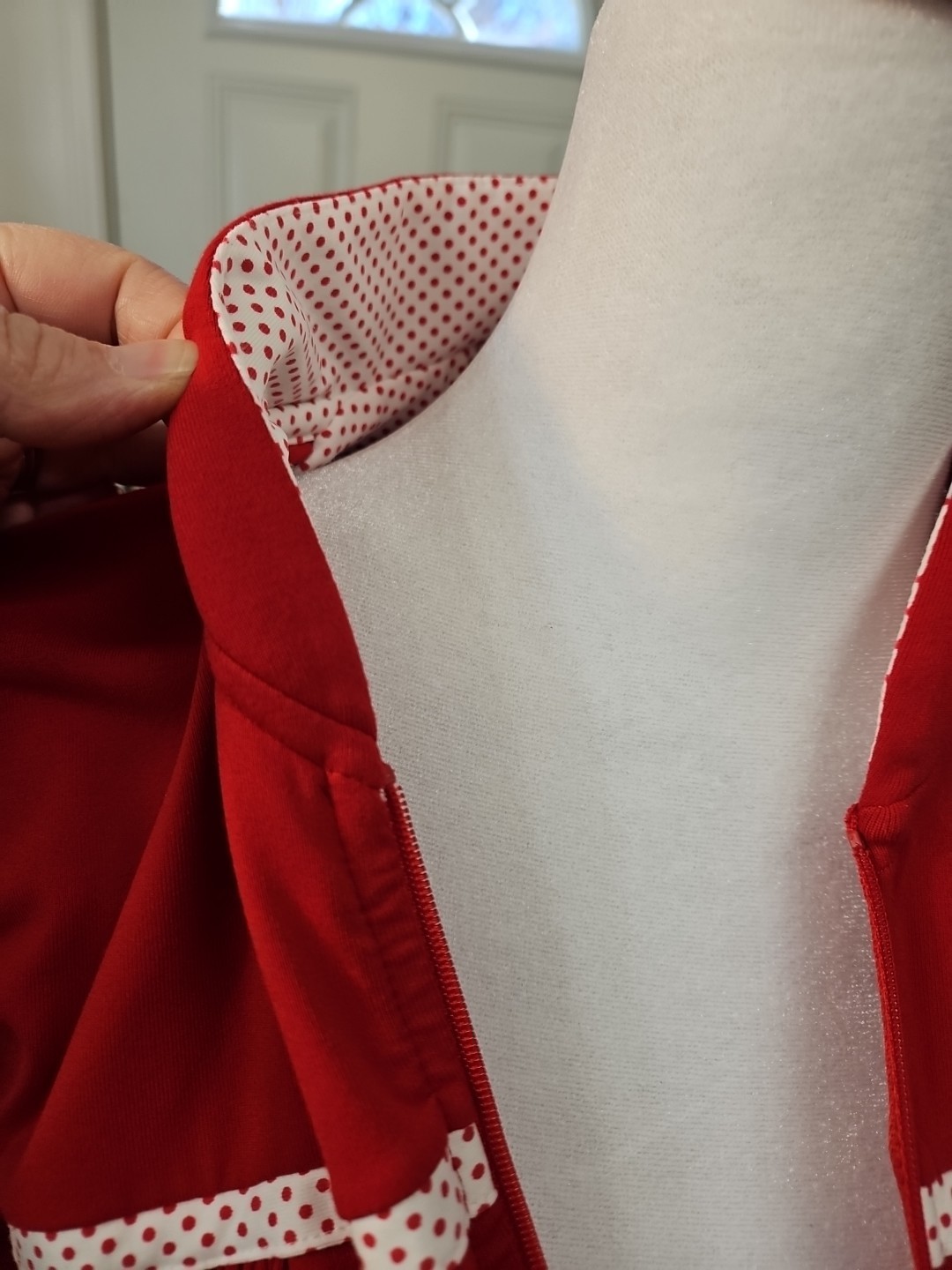 Vintage Red White Track Jacket Size Medium W Polka Dots Lily’s Of Beverly Hills