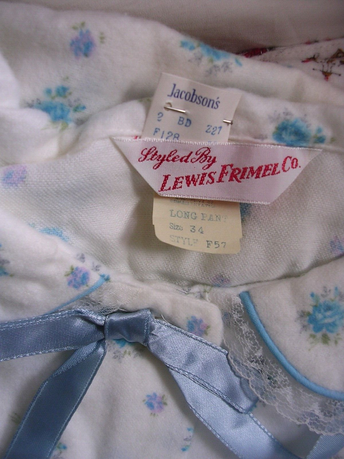 Vintage 1950’s USA Lewis Frimel Cotton Flannel Womens 2 pc .Pajamas NEW W/ TAGS