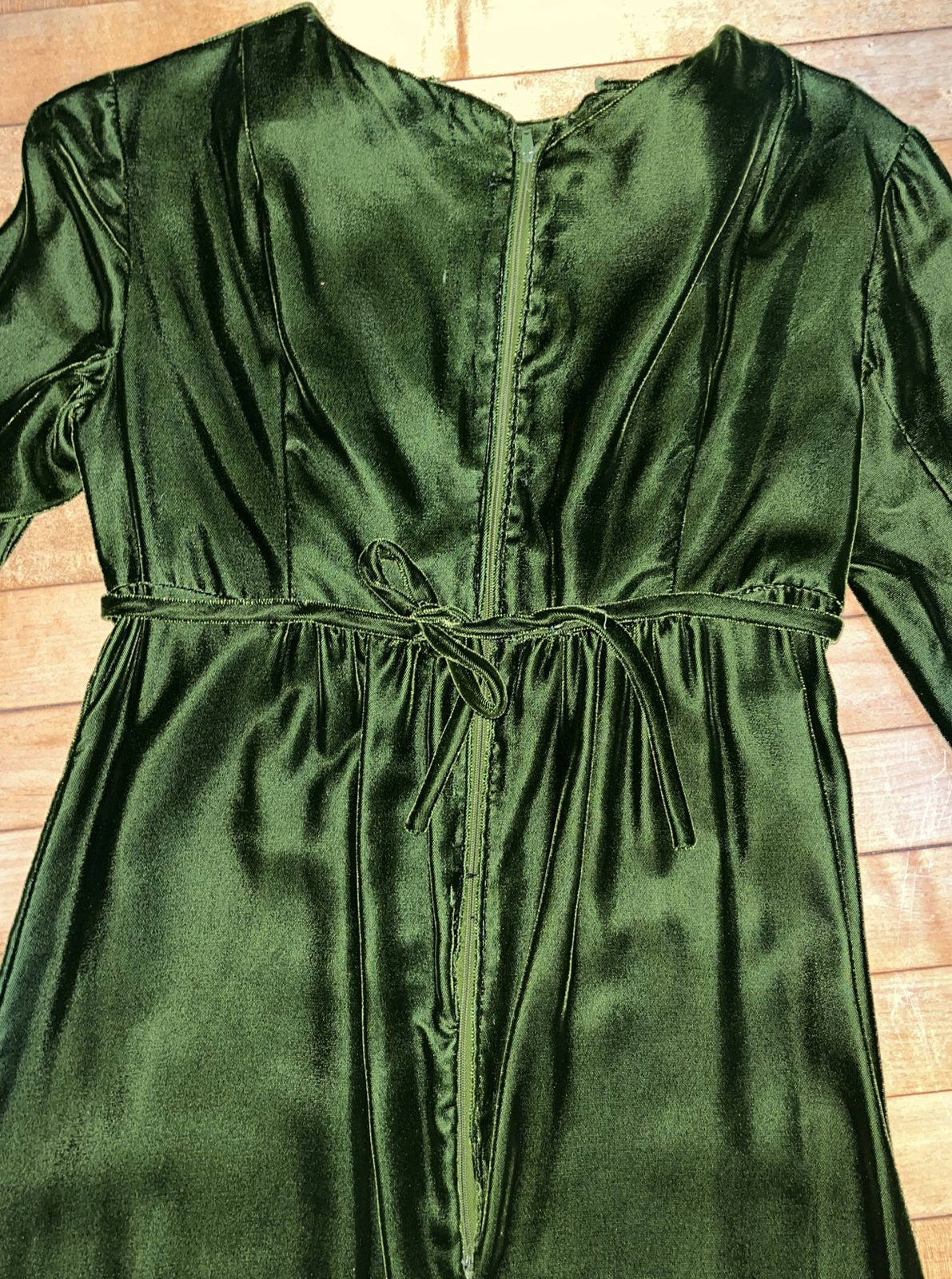 Vtg 1960’s Dress Lorie Deb Green Velvet And Lace Dress