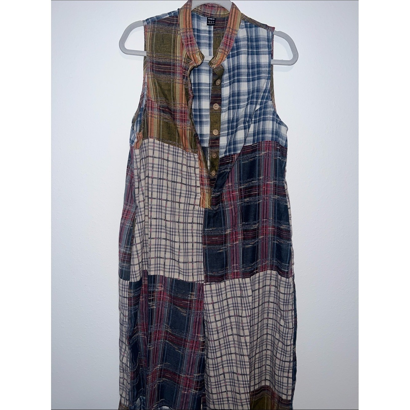 Boho Patchwork Plaid Wide Leg Sleeveless Jumpsuit