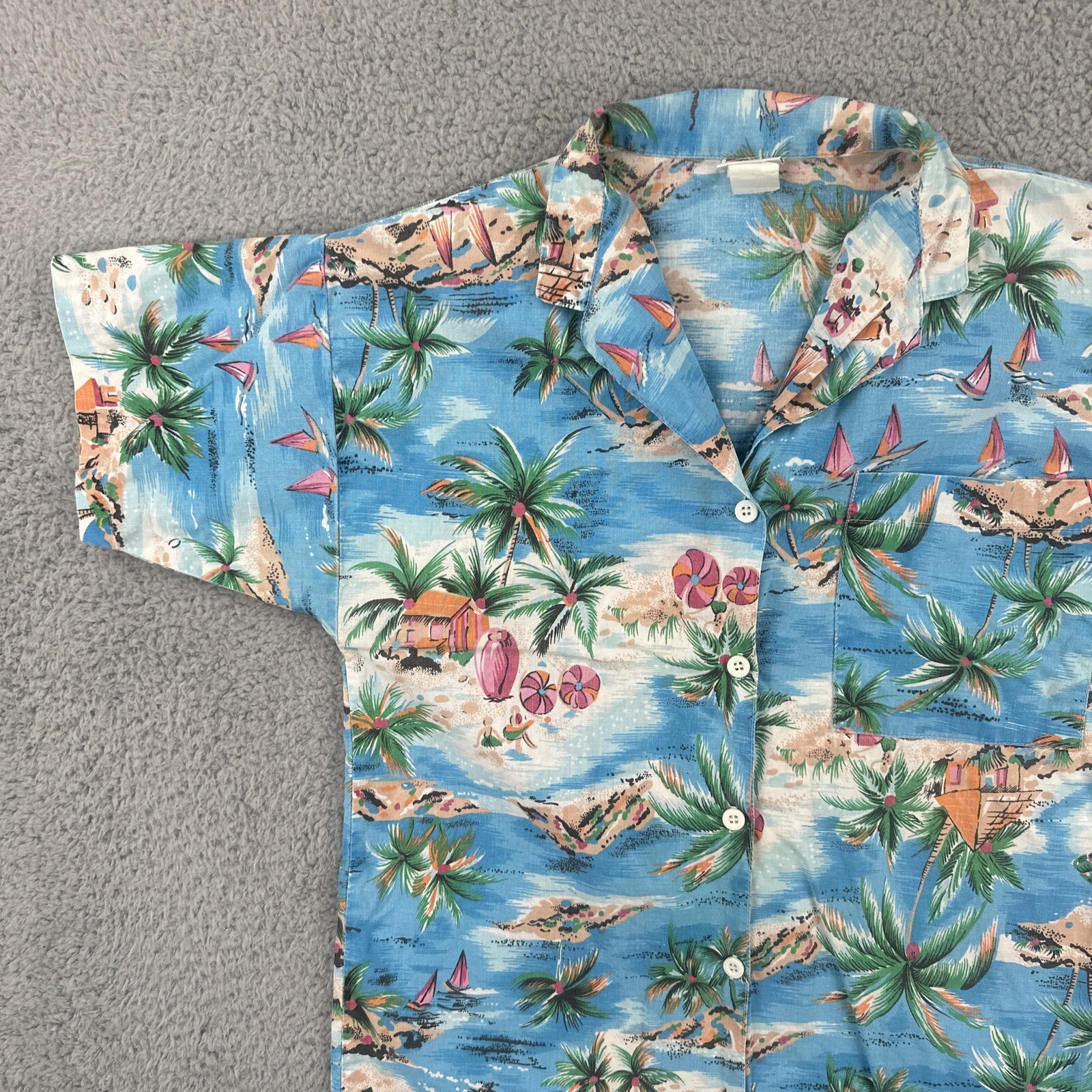 Vintage Palmetto’s 90s Women’s Size S Hawaiian Beach Camp Button Up Shirt EUC