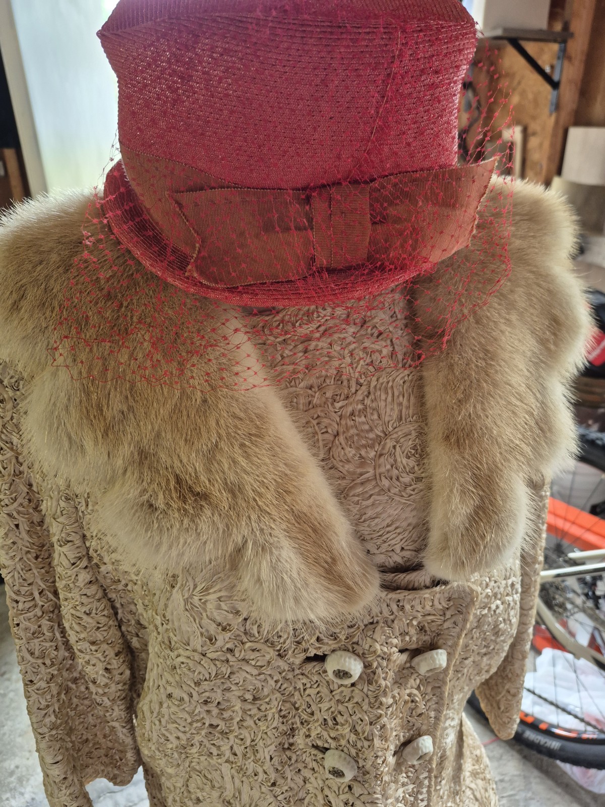 1950’S 3 PIECE WOMANS SUIT made By Kobren SATOUCHE Lace, White Mink,…