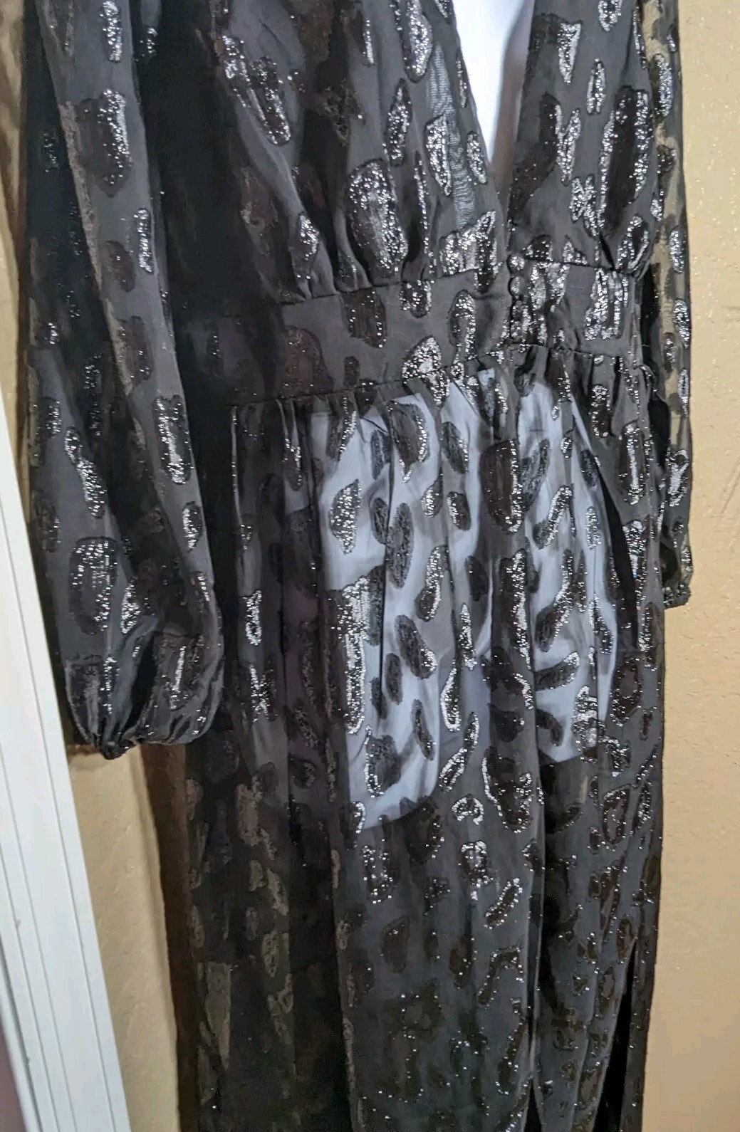 City Chic VTG Size 14 Juniors (Womens XS) Black MAXI Sheer Dress LongSlv Goth