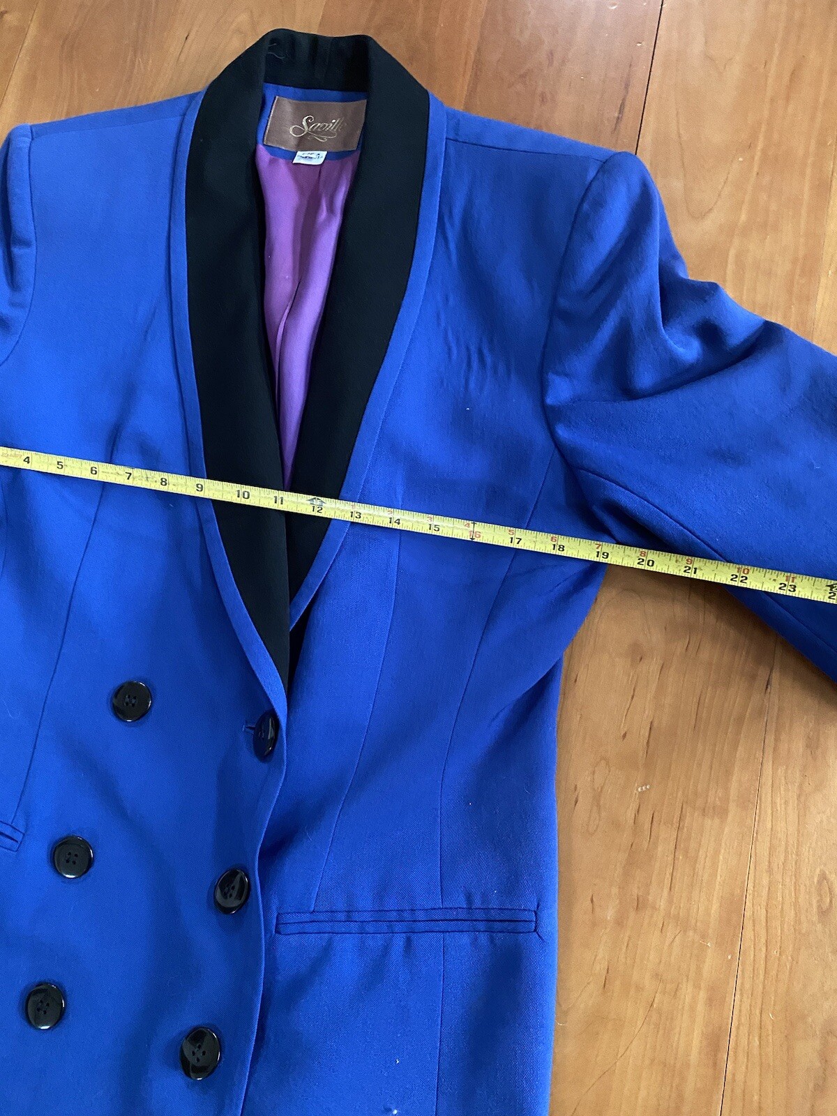 Vintage Saville Suit Womens Skirt Set Blue Wool Blend 12 Double Breasted