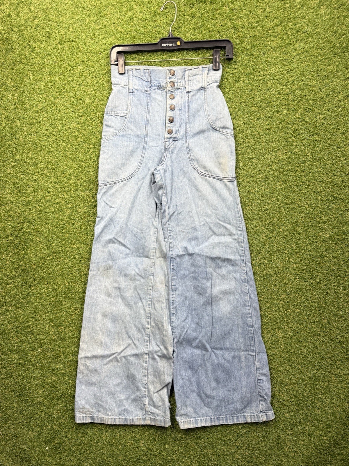 Vintage 70s Rumble Seats Bell Bottom Jeans Womens 2 Talon Double Zipper Hippie