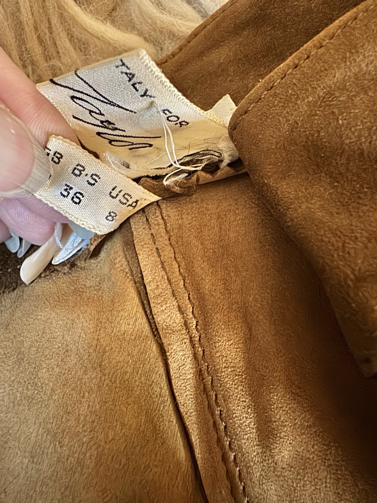 Vtg Jenny France Suede Pants Trousers Pockets Piping Brown Leather XS Tags