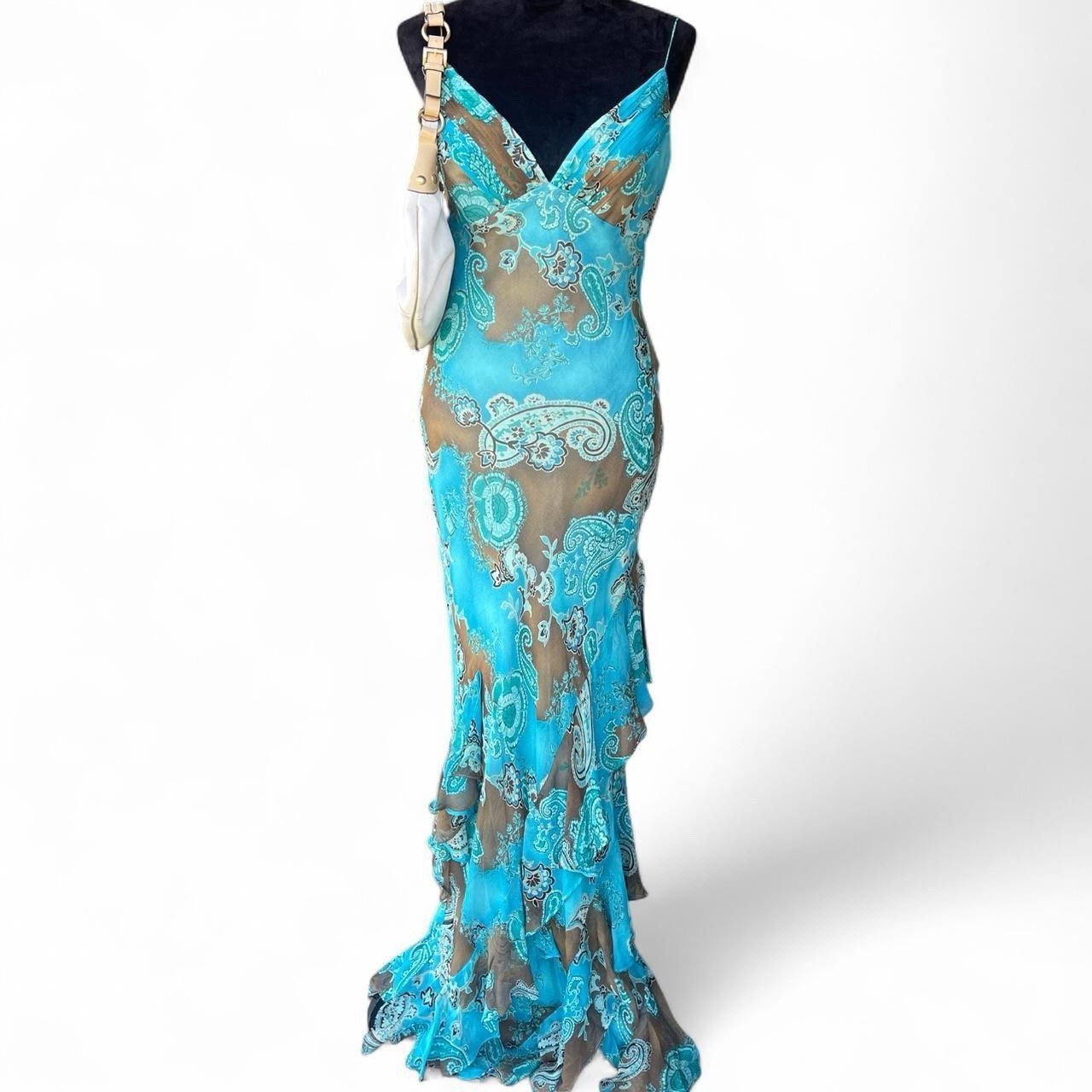 Vintage early 2000s Paisley Pattern Silk Ruffles