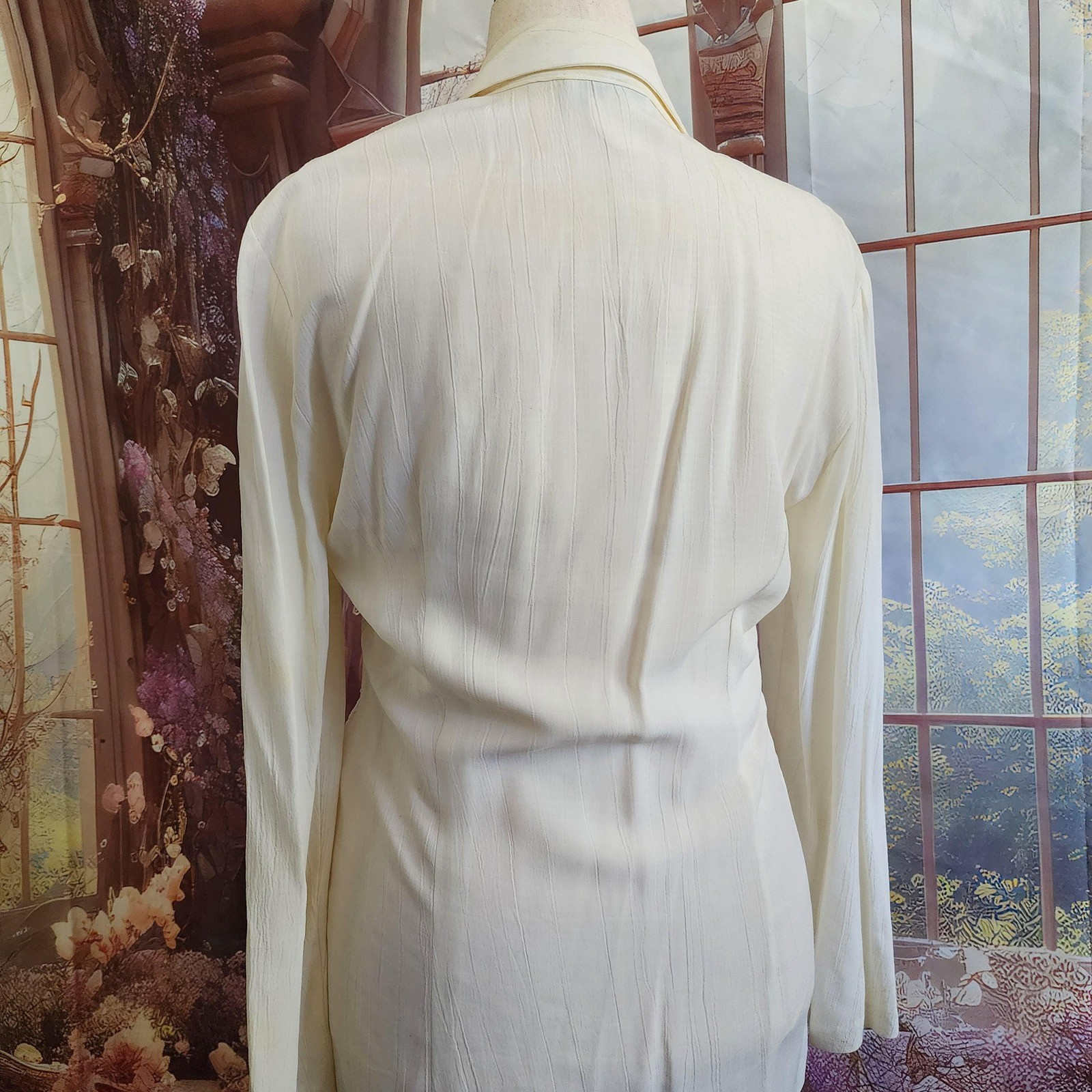 Francine Browner Vintage Lace Front Blouse & Pleated Maxi Skirt Set Off White M
