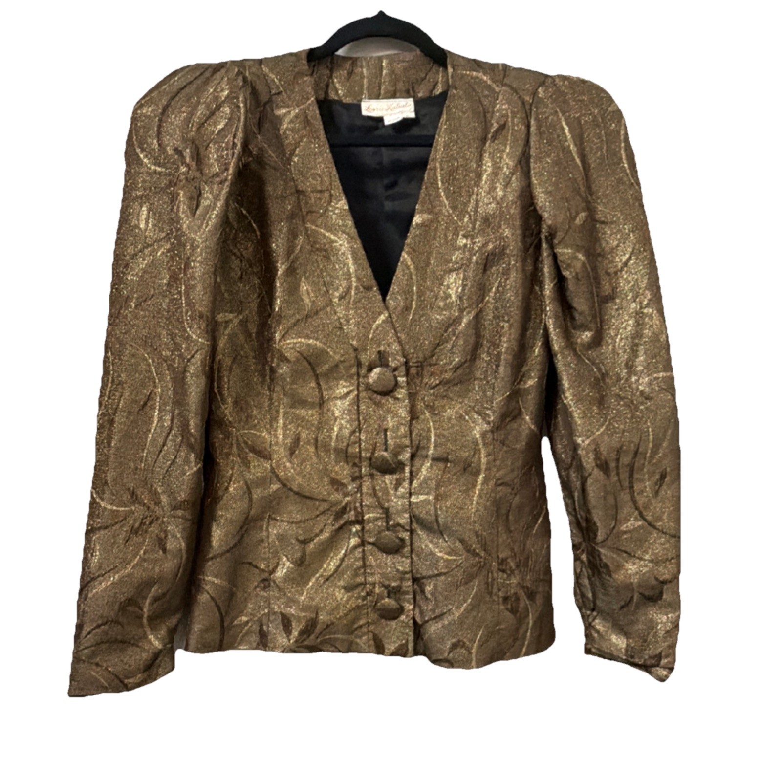 VTG Lorrie Kabala 80s Metallic Gold Brocade Skirt Suit Set 6 Prom Party Mob Wife