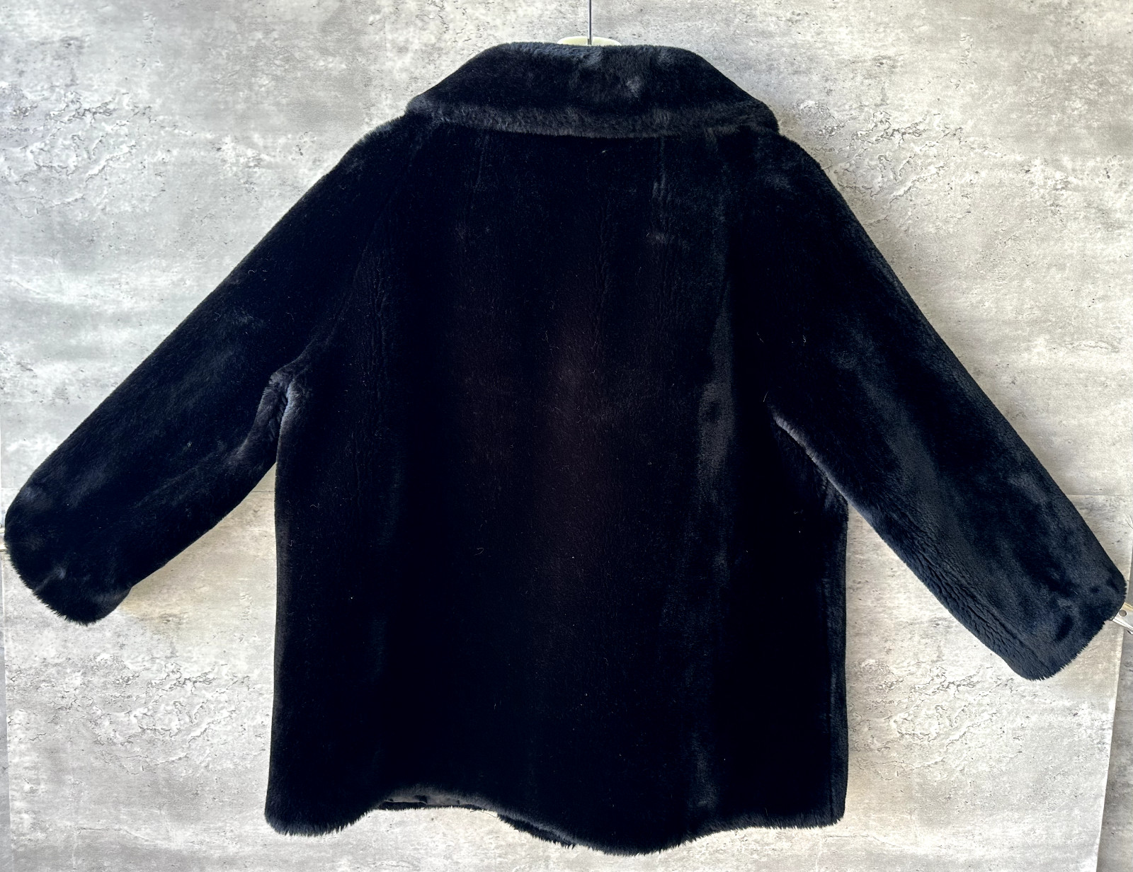 Vintage 1964 Borgana by Sportowne Swing Glam Hollywood Black Faux Fur Coat Sz XL
