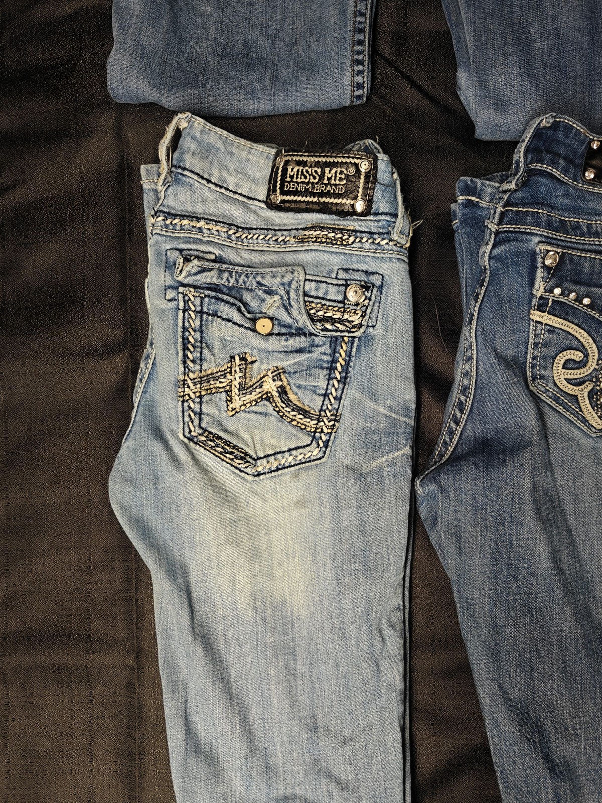 Lot of 6 Womens Jeans Miss Me LA Idalusa Ariya Embellished Bling Blue