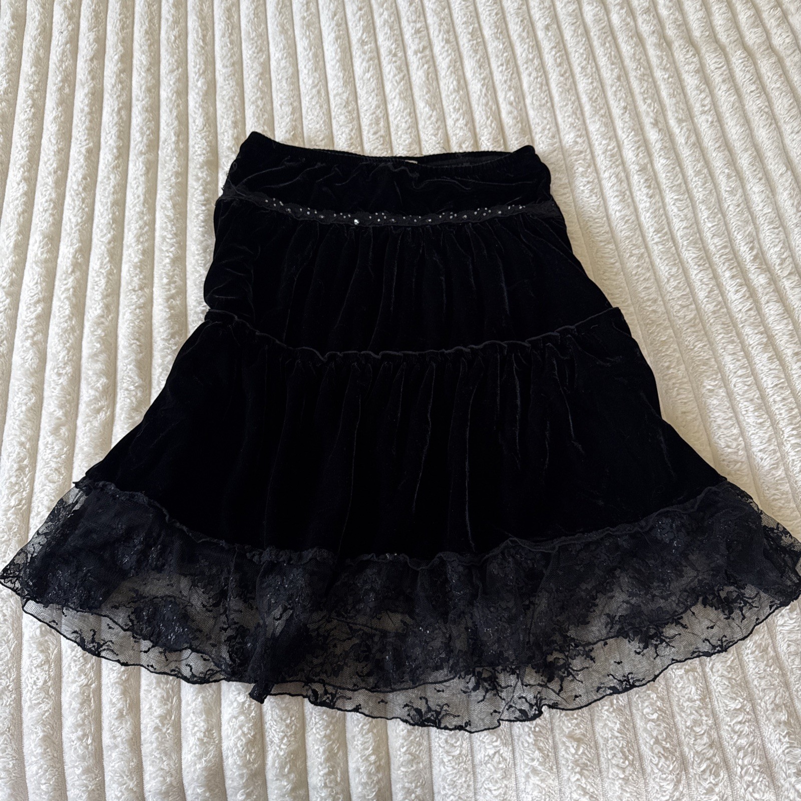 Vintage 90s Whimigoth Velour Skirt Beaded Amy Byer Sz L Dark Fairy Y2k Rare Vamp