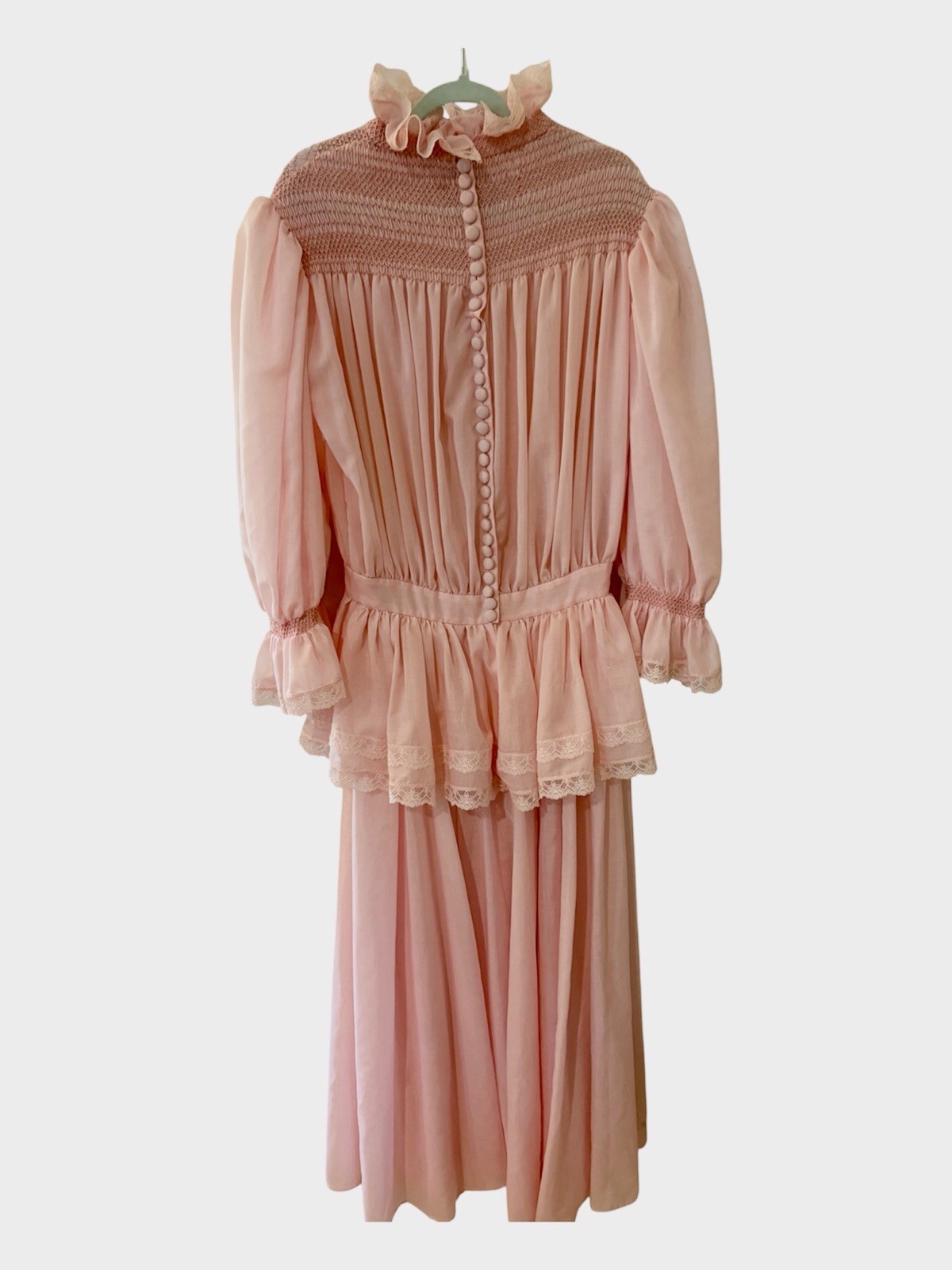 Edwardian Custom 70’s Romantic Gunne Sax Styling Pink Mid Length Dress XS-S