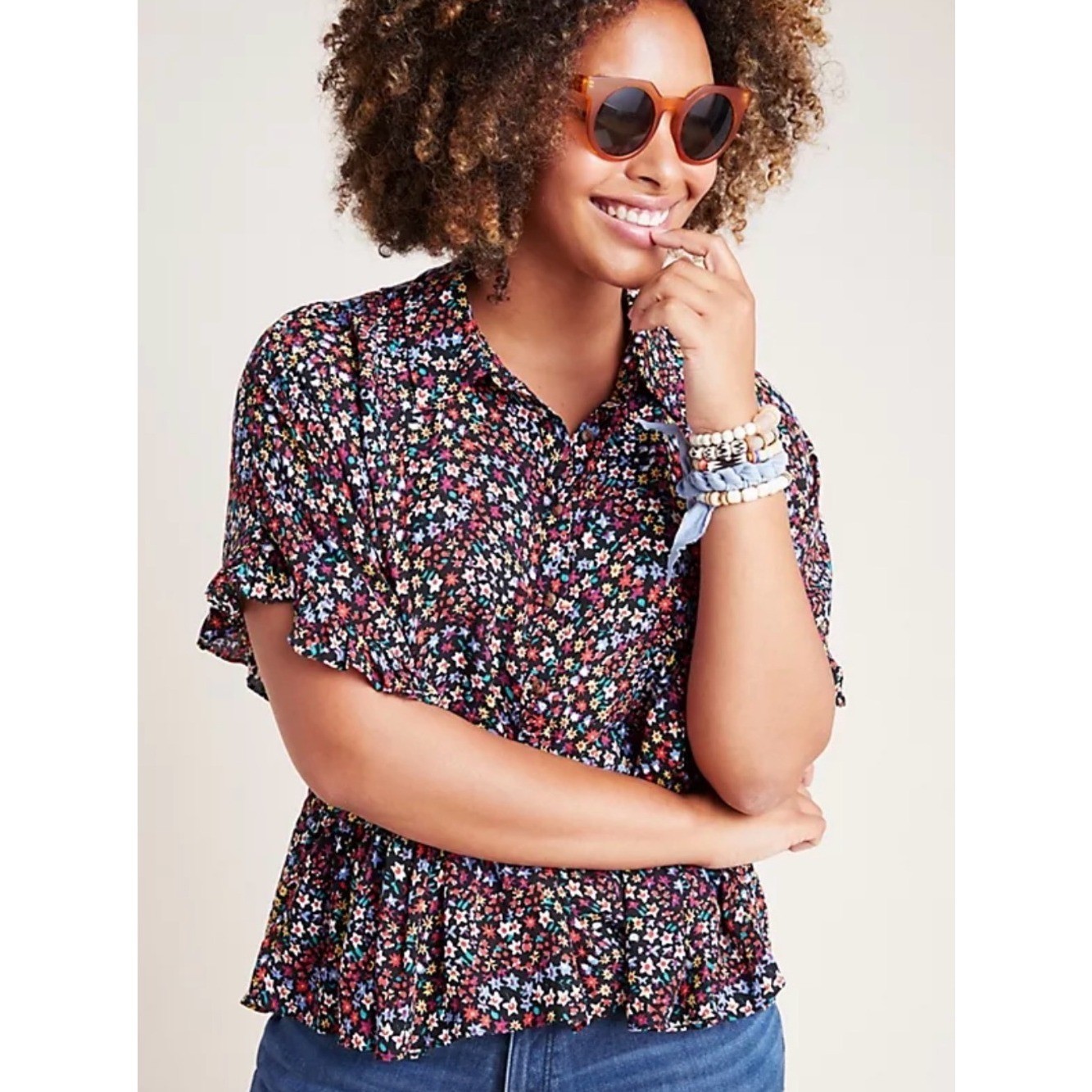 Maeve Anthropologie Size Large Floral Blouse